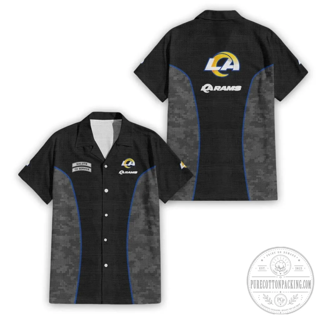 Los Angeles Rams Salute To Service Black Digital Camouflage Hawaiian Shirt Los Angeles Rams Salute To Service Black Digital Camouflage Hawaiian Shirt