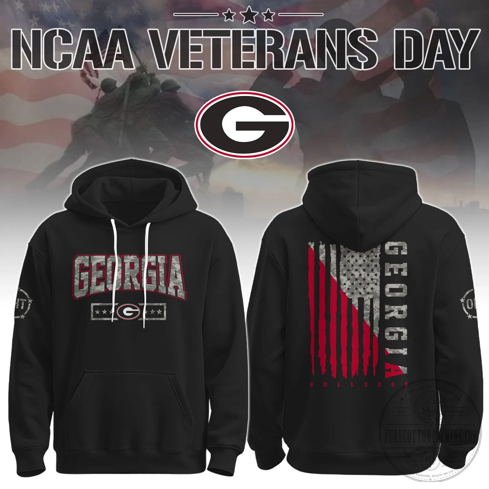 Georgia Bulldogs NCAA Veterans Day Tribute Black Hoodie