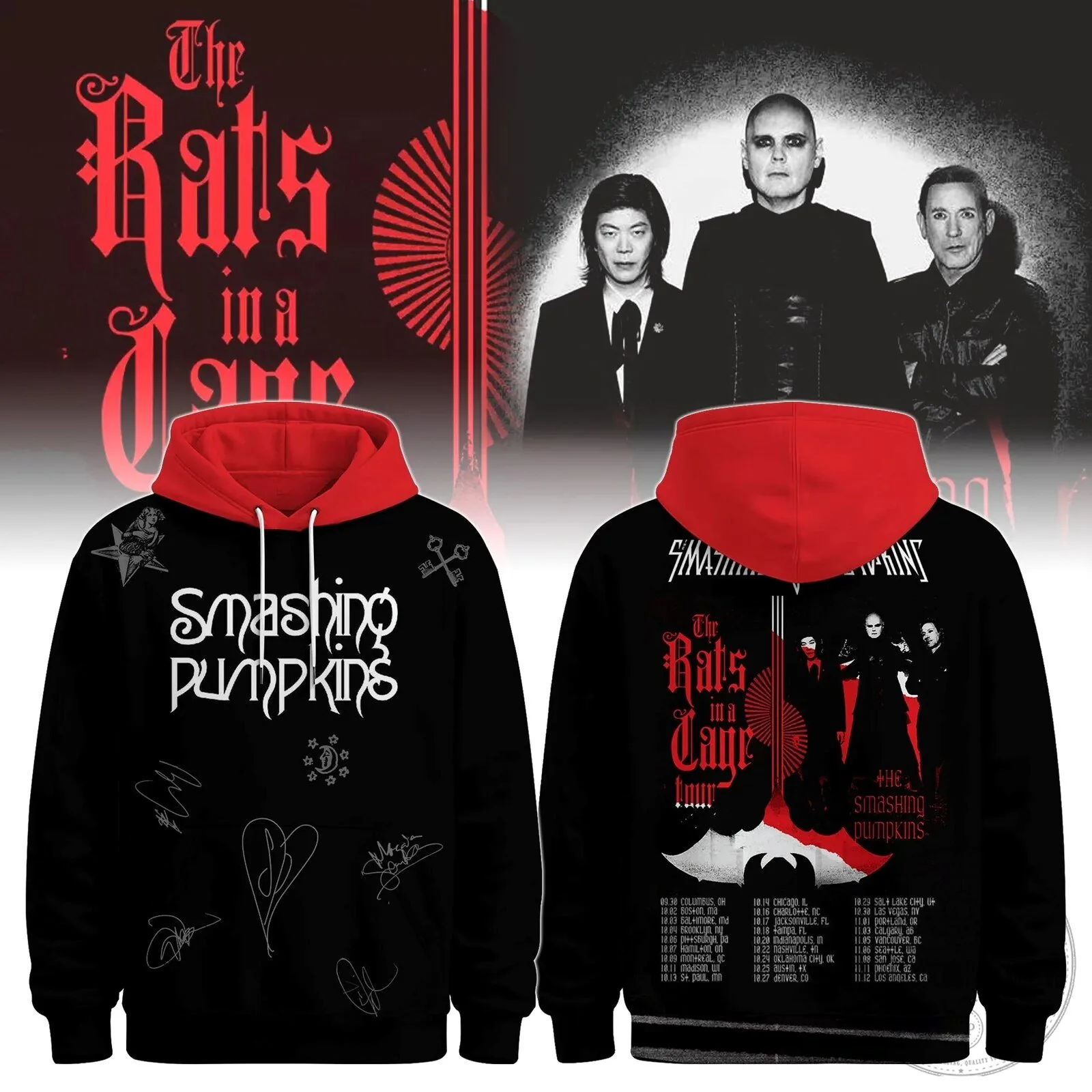 2026 Black Hoodie for The Smashing Pumpkins Rats In A Cage Tour
