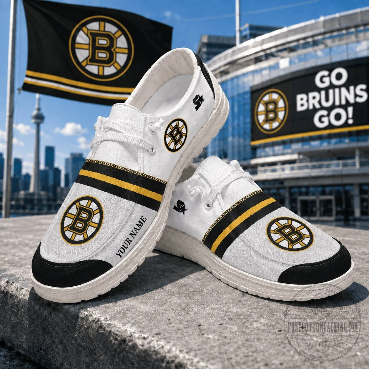 Boston Bruins Personalized Hockey Team Fan Shoes for Men and Women