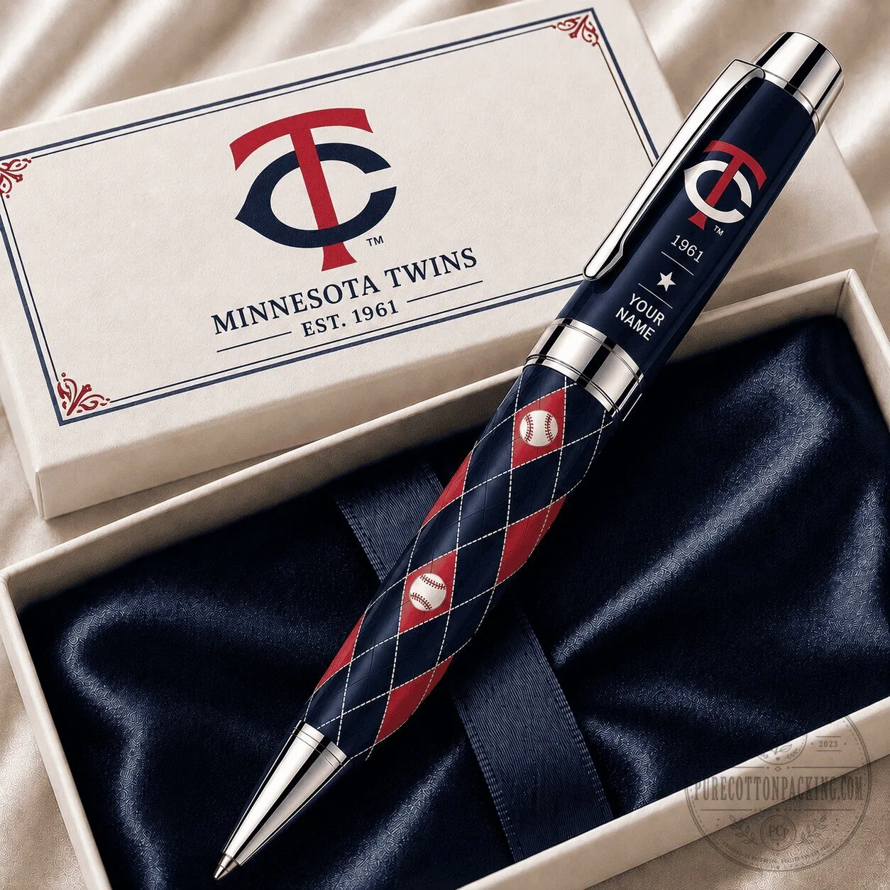 Minnesota Twins Baseball Team Diamond Pattern Personalized Ballpoint Pen