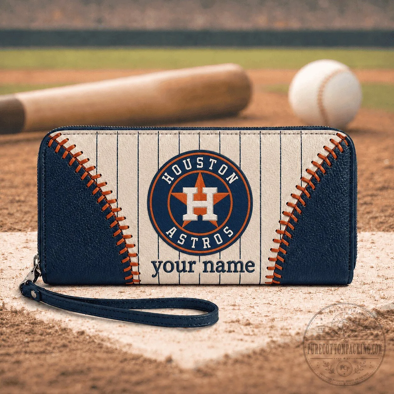Houston Astros Baseball Team Personalized Zipper Wallet