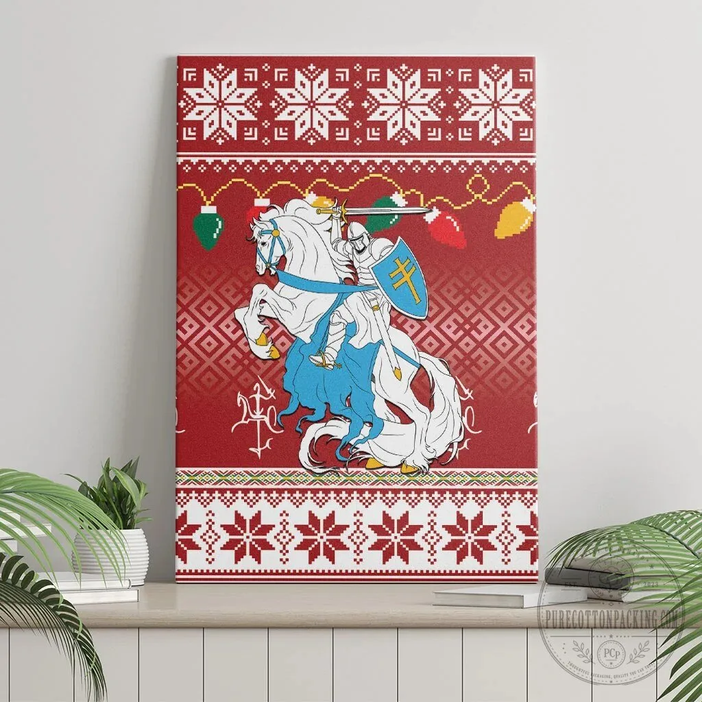 Lithuanian Christmas Vytis Ugly Sweater Pattern Canvas Wall Art 8 Lithuanian Christmas Vytis Ugly Sweater Pattern Canvas Wall Art