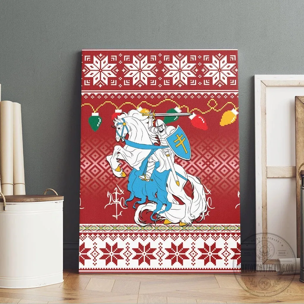 Lithuanian Christmas Vytis Ugly Sweater Pattern Canvas Wall Art 11 Lithuanian Christmas Vytis Ugly Sweater Pattern Canvas Wall Art