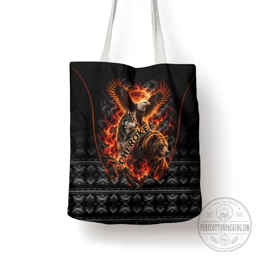 Cherokee Spirit Animals Fiery Tribal Art Native Geometric Patterns Tote Bag 10 Cherokee Spirit Animals Fiery Tribal Art Native Geometric Patterns Tote Bag