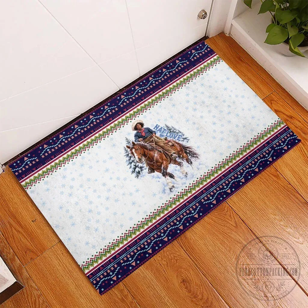 Nat Love African American Cowboy Winter Snow Fair Isle Doormat 5 Nat Love African American Cowboy Winter Snow Fair Isle Doormat