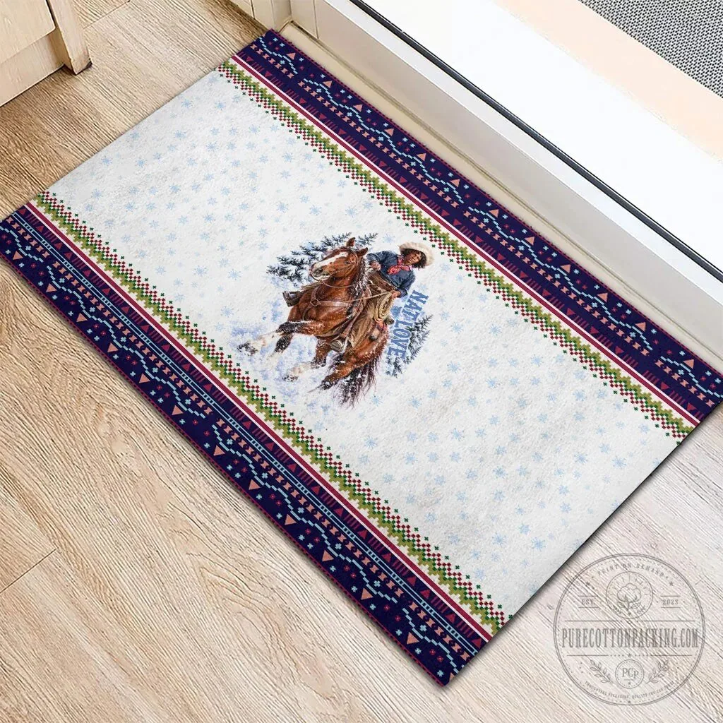 Nat Love African American Cowboy Winter Snow Fair Isle Doormat 6 Nat Love African American Cowboy Winter Snow Fair Isle Doormat