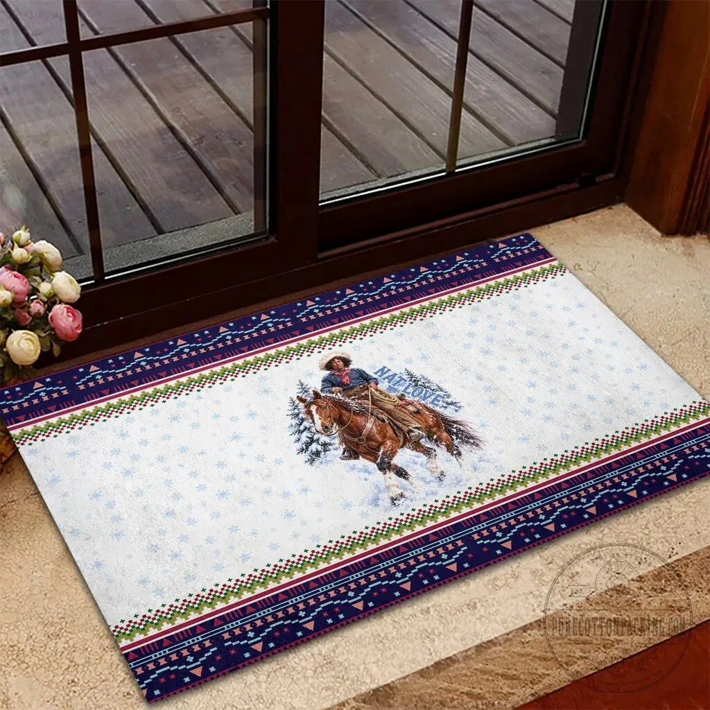 Nat Love African American Cowboy Winter Snow Fair Isle Doormat 7 Nat Love African American Cowboy Winter Snow Fair Isle Doormat