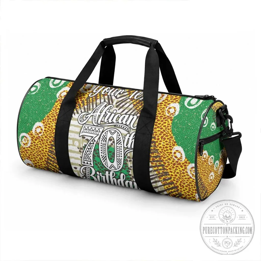 Personalized African 70th Birthday Tribal Animal Print Heritage Duffle Bag 5 Personalized African 70th Birthday Tribal Animal Print Heritage Duffle Bag