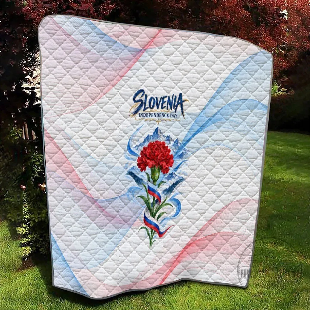Slovenia Independence Day Red Carnation Flower Mount Triglav Flag Patriotic Quilt 10 Slovenia Independence Day Red Carnation Flower Mount Triglav Flag Patriotic Quilt