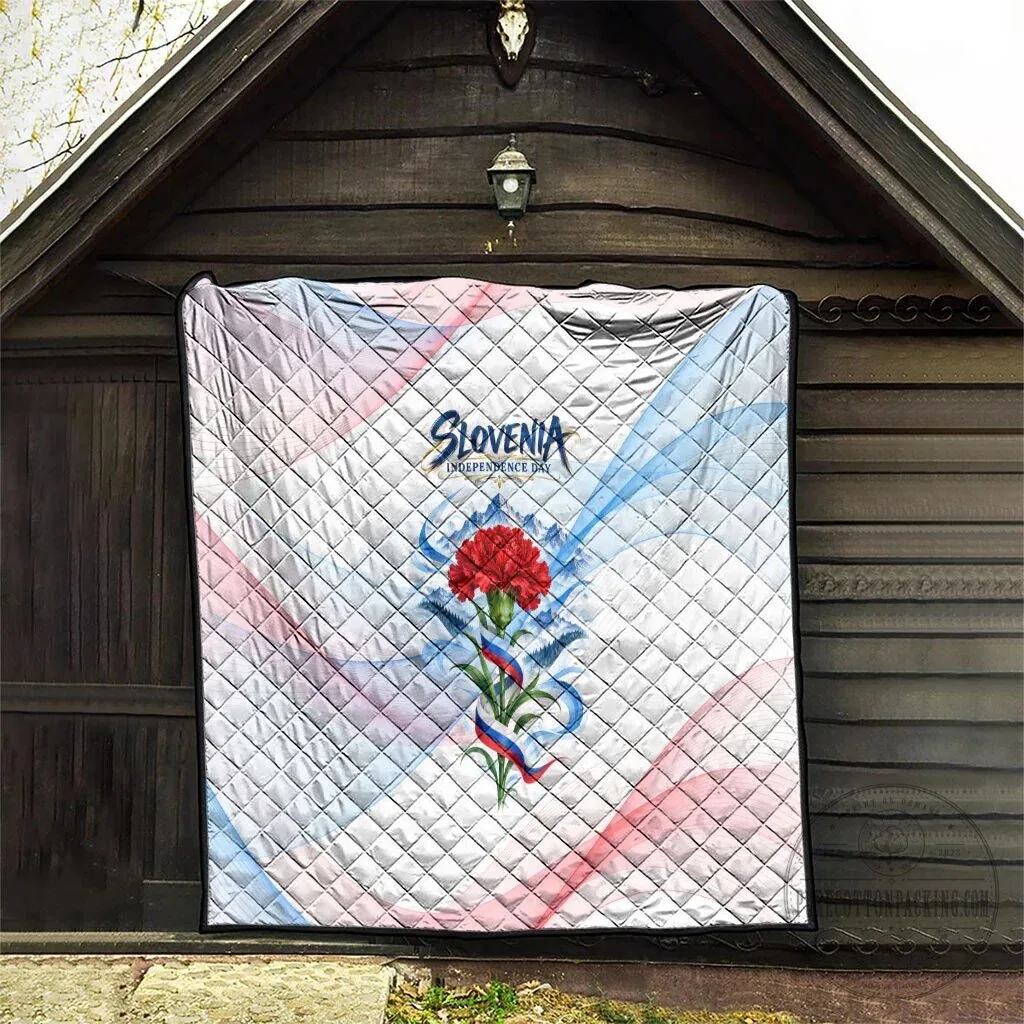 Slovenia Independence Day Red Carnation Flower Mount Triglav Flag Patriotic Quilt 12 Slovenia Independence Day Red Carnation Flower Mount Triglav Flag Patriotic Quilt