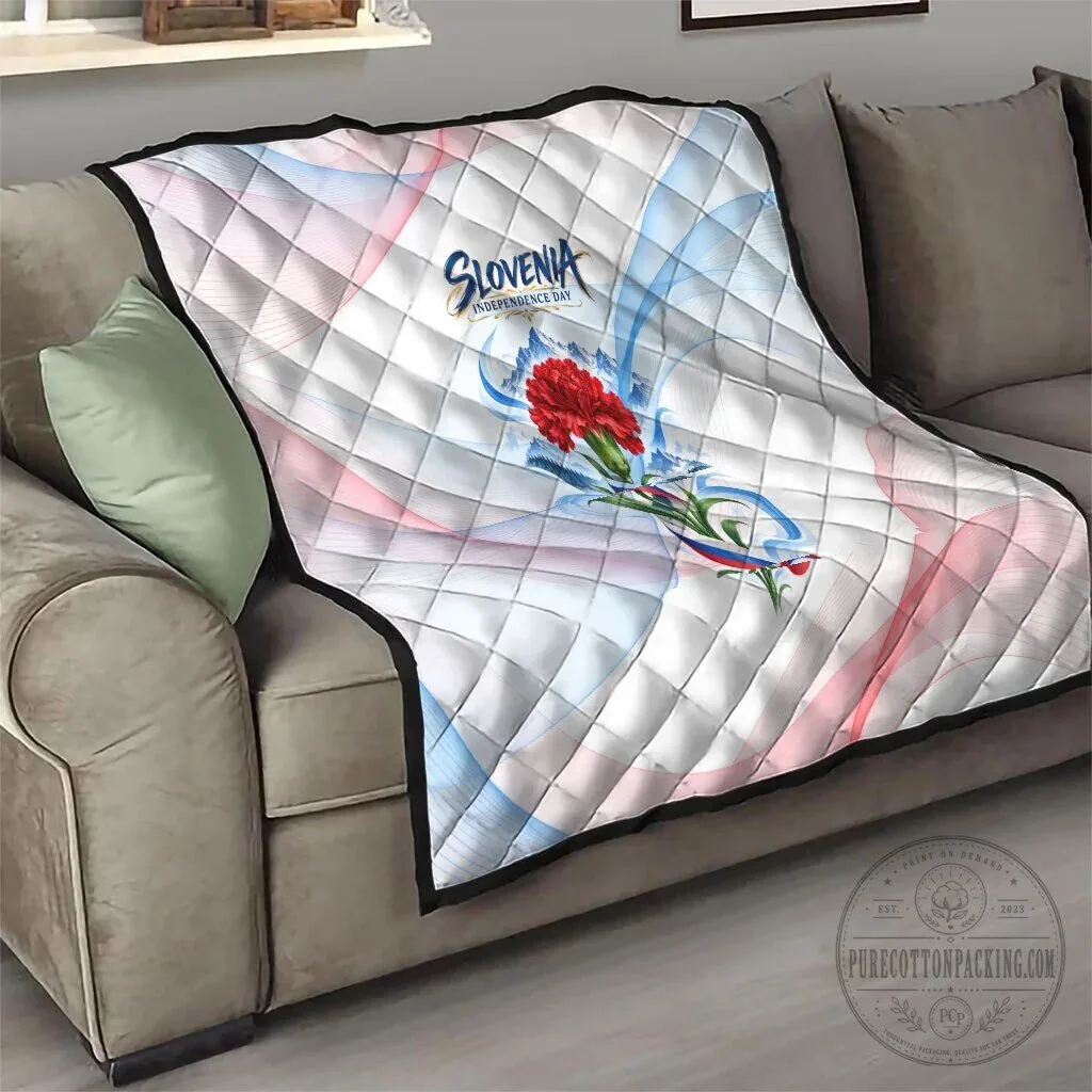 Slovenia Independence Day Red Carnation Flower Mount Triglav Flag Patriotic Quilt 14 Slovenia Independence Day Red Carnation Flower Mount Triglav Flag Patriotic Quilt