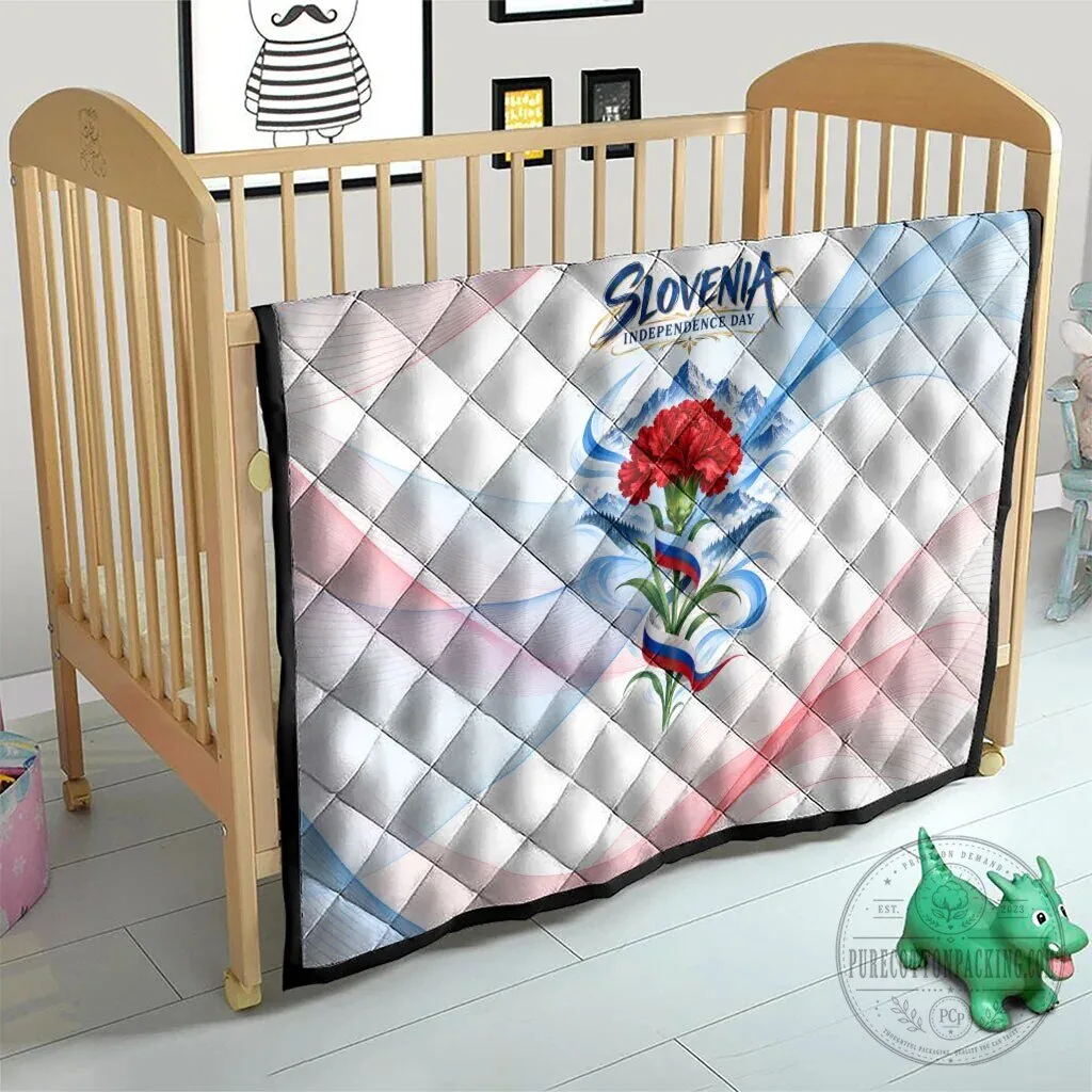 Slovenia Independence Day Red Carnation Flower Mount Triglav Flag Patriotic Quilt 15 Slovenia Independence Day Red Carnation Flower Mount Triglav Flag Patriotic Quilt