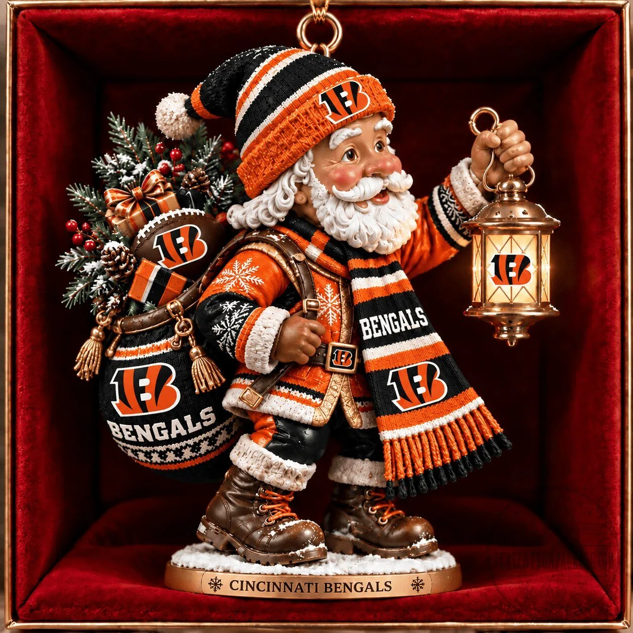 Cincinnati Bengals Santa Claus Christmas Ornament Figurine