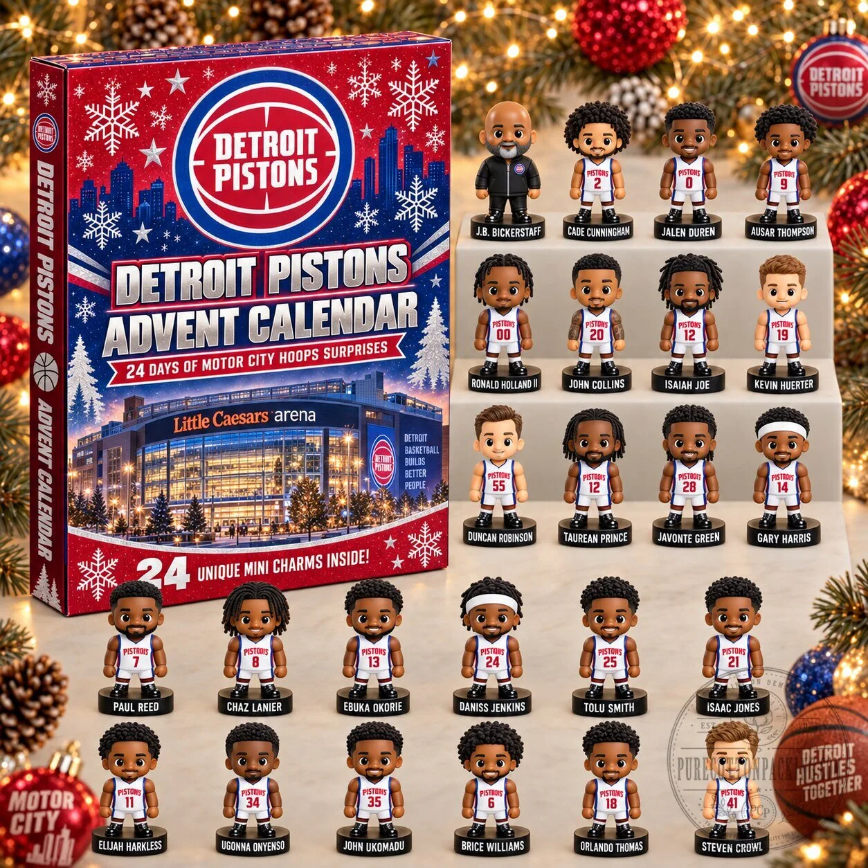 Detroit Pistons Basketball Team Advent Calendar with 24 Mini Charms