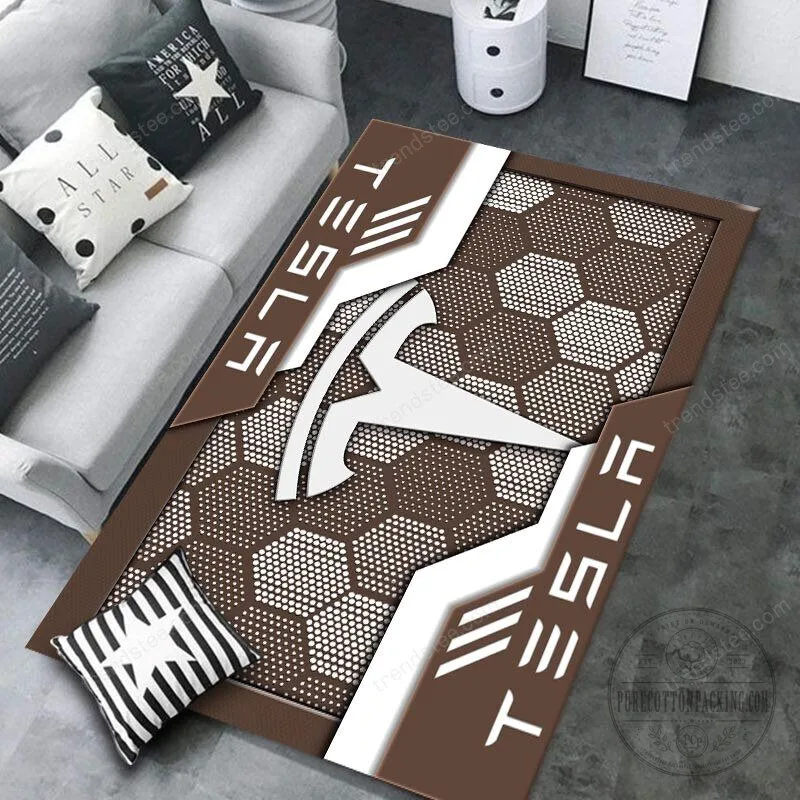 Tesla Motors Company Logo Blue Honeycomb Pattern Area Rug 9 Tesla Motors Company Logo Blue Honeycomb Pattern Area Rug