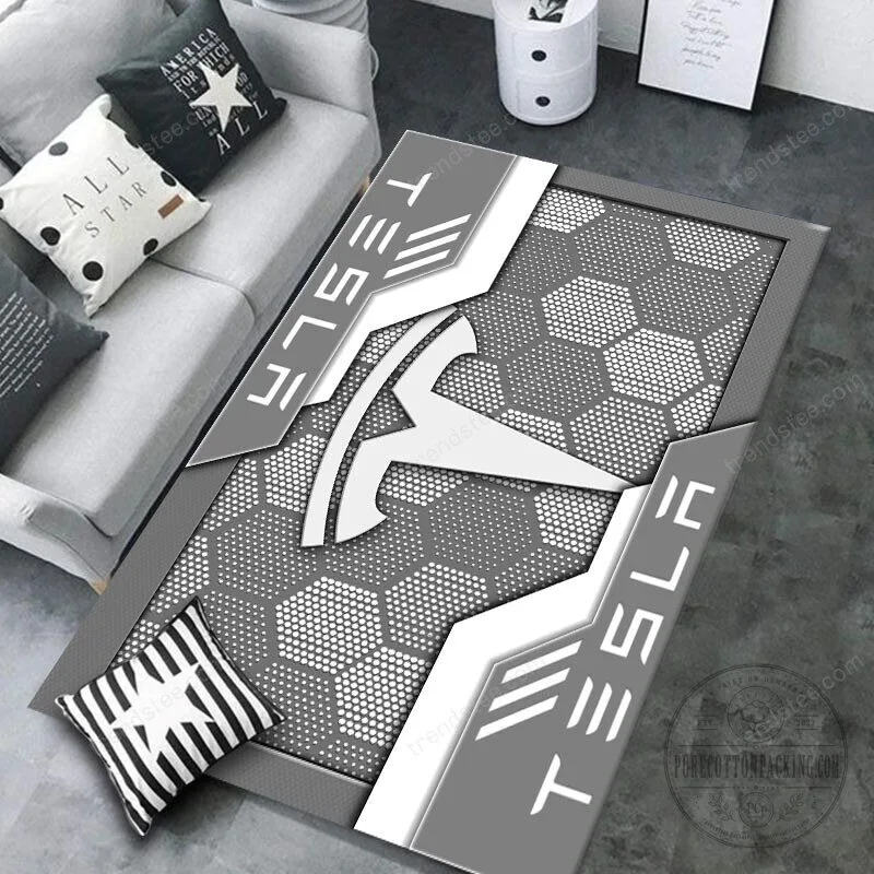 Tesla Motors Company Logo Blue Honeycomb Pattern Area Rug 12 Tesla Motors Company Logo Blue Honeycomb Pattern Area Rug