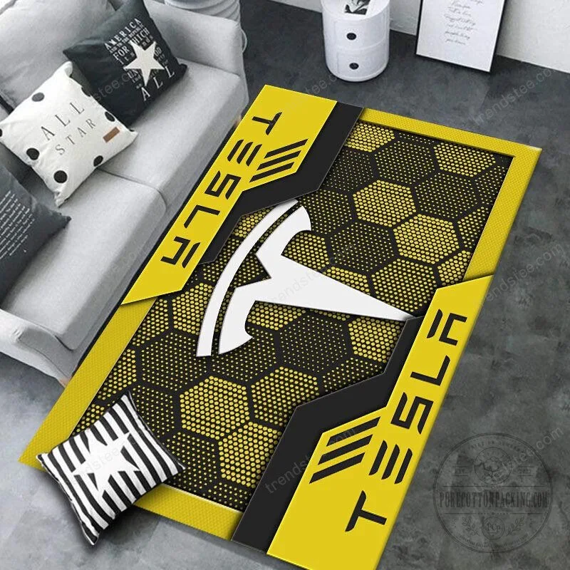 Tesla Motors Company Logo Blue Honeycomb Pattern Area Rug 14 Tesla Motors Company Logo Blue Honeycomb Pattern Area Rug