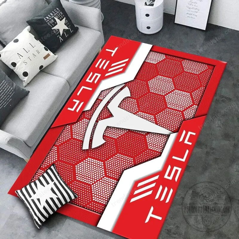 Tesla Motors Company Logo Blue Honeycomb Pattern Area Rug 15 Tesla Motors Company Logo Blue Honeycomb Pattern Area Rug