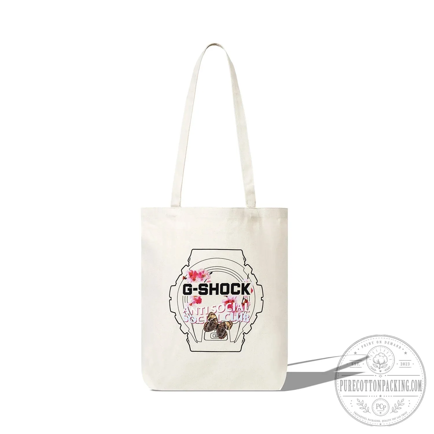 Anti Social Social Club G-Shock Watch Face Cherry Blossom Tote Bag