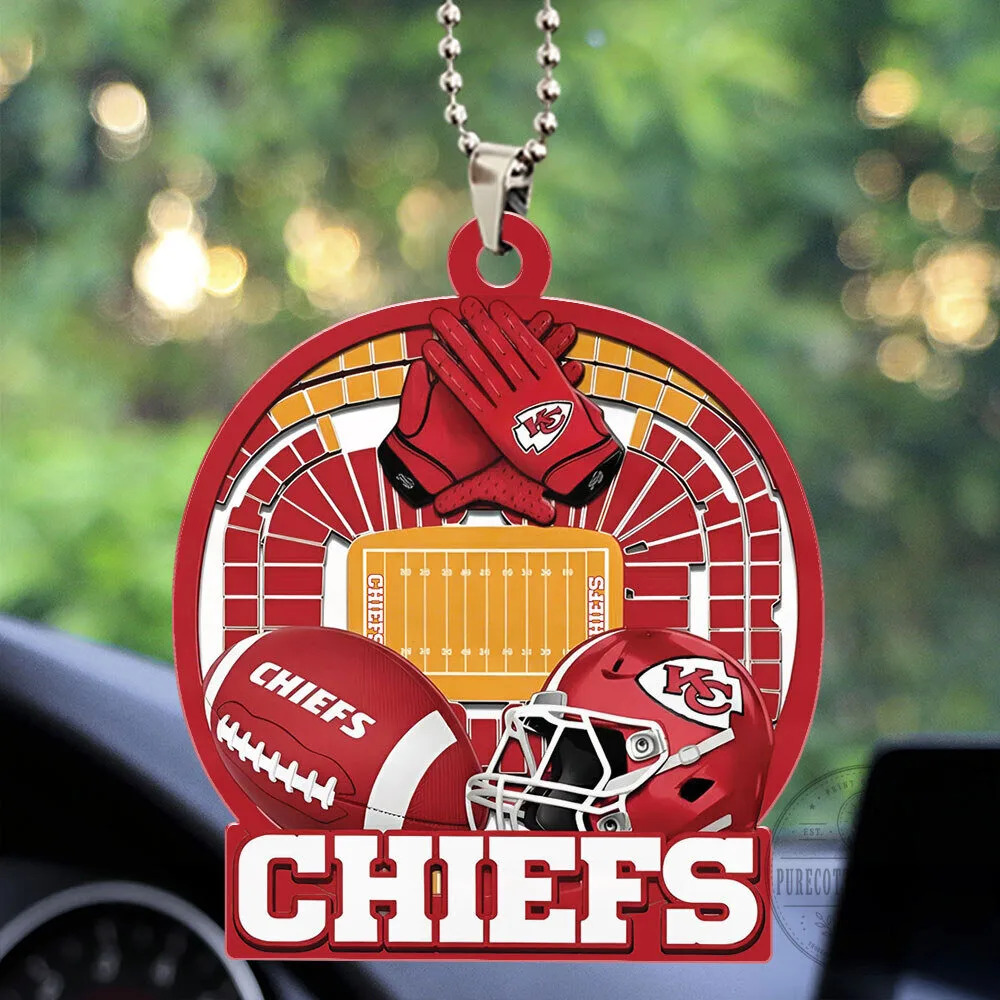 Kansas City Chiefs Football Stadium Helmet Gloves Car Ornament