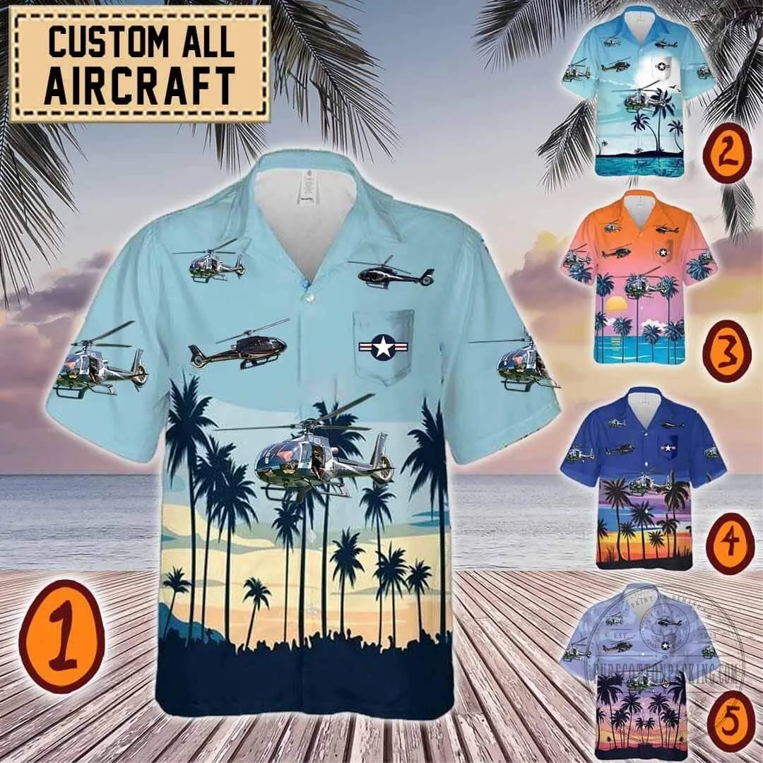 Eurocopter EC130 Helicopter Tropical Beach Hawaiian Shirt 1 Eurocopter EC130 Helicopter Tropical Beach Hawaiian Shirt