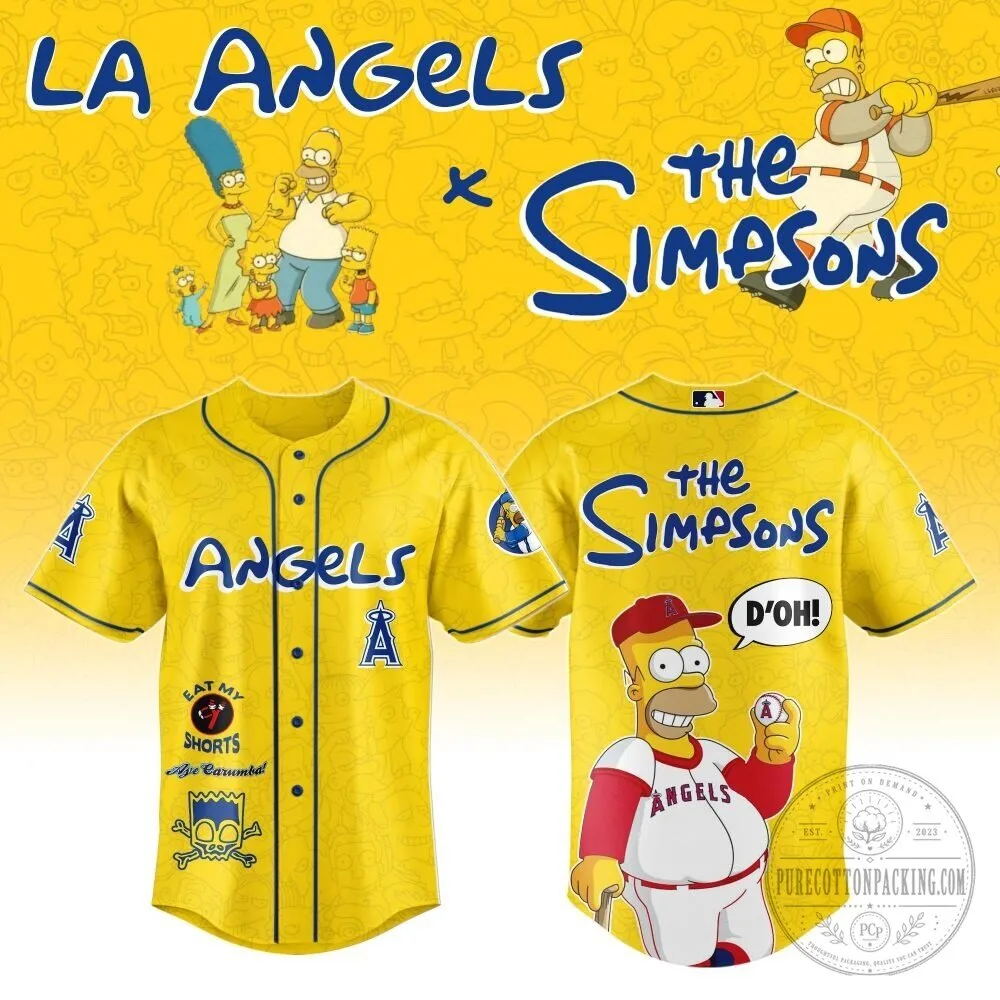 Homer Simpson Baseball Jersey from The Simpsons for Los Angeles Angels Fans