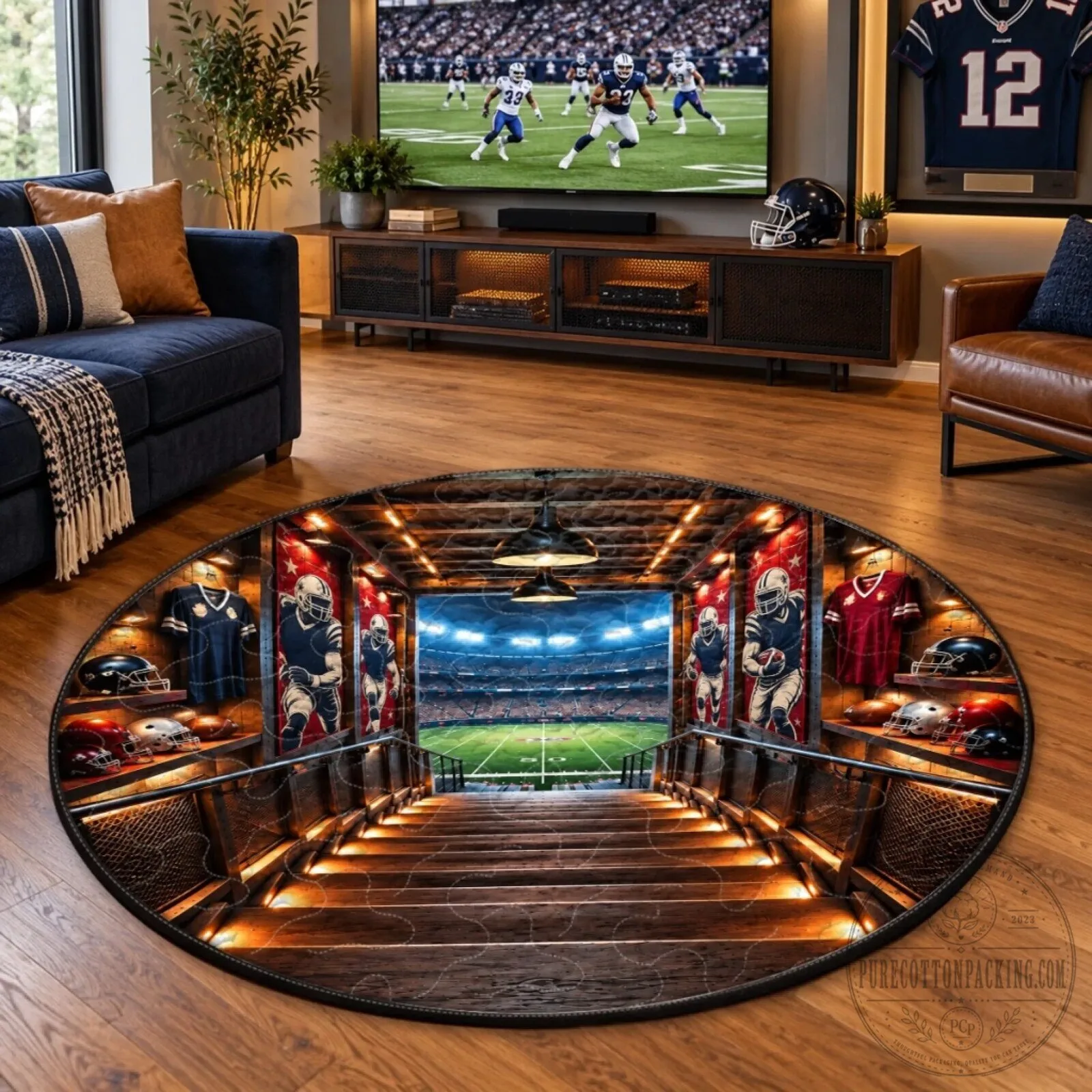 Football Stadium Entrance View Round Rug for Sports Fans Home Decor 7 Football Stadium Entrance View Round Rug for Sports Fans Home Decor