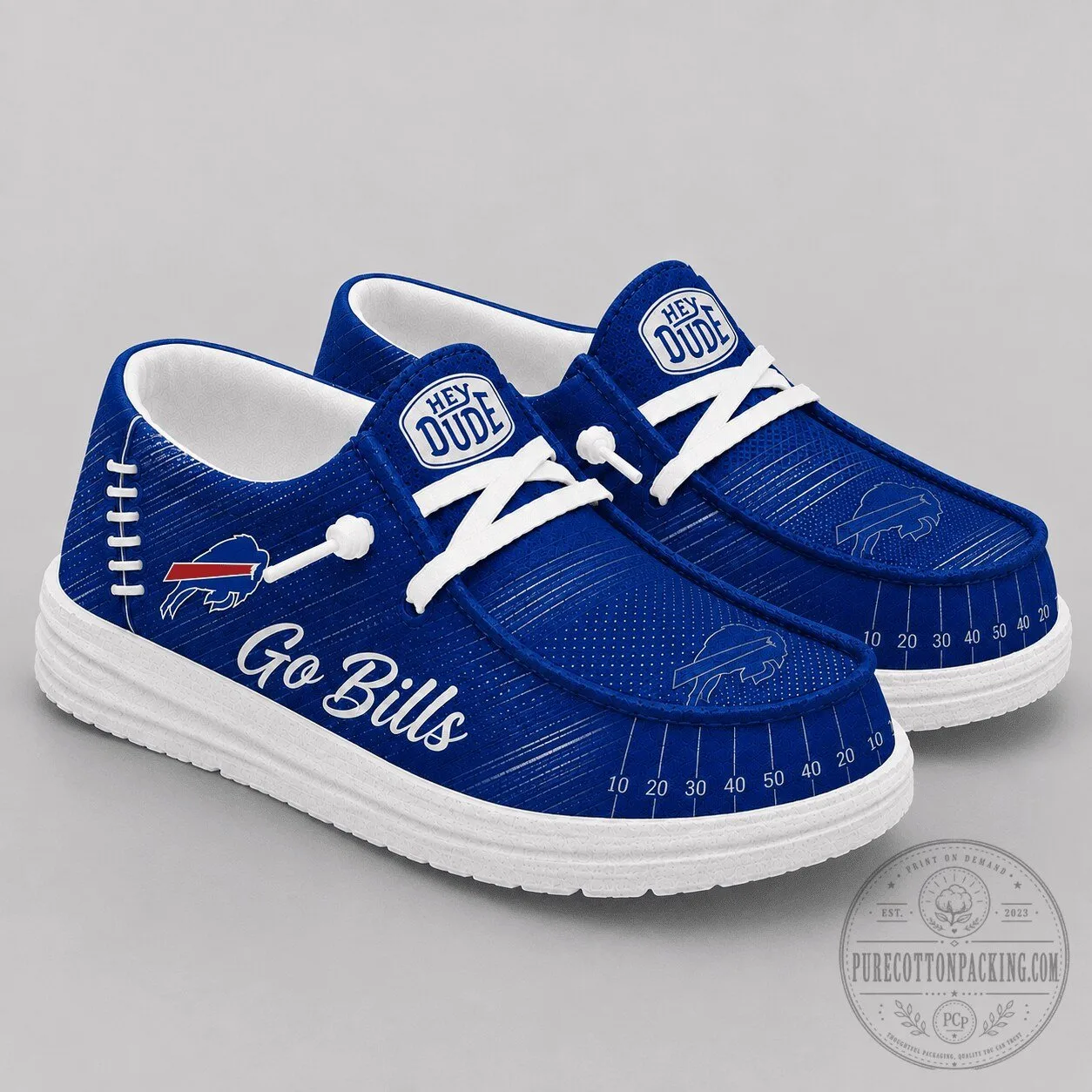 Buffalo Bills NFL Football Field Design Blue Hey Dude Shoes