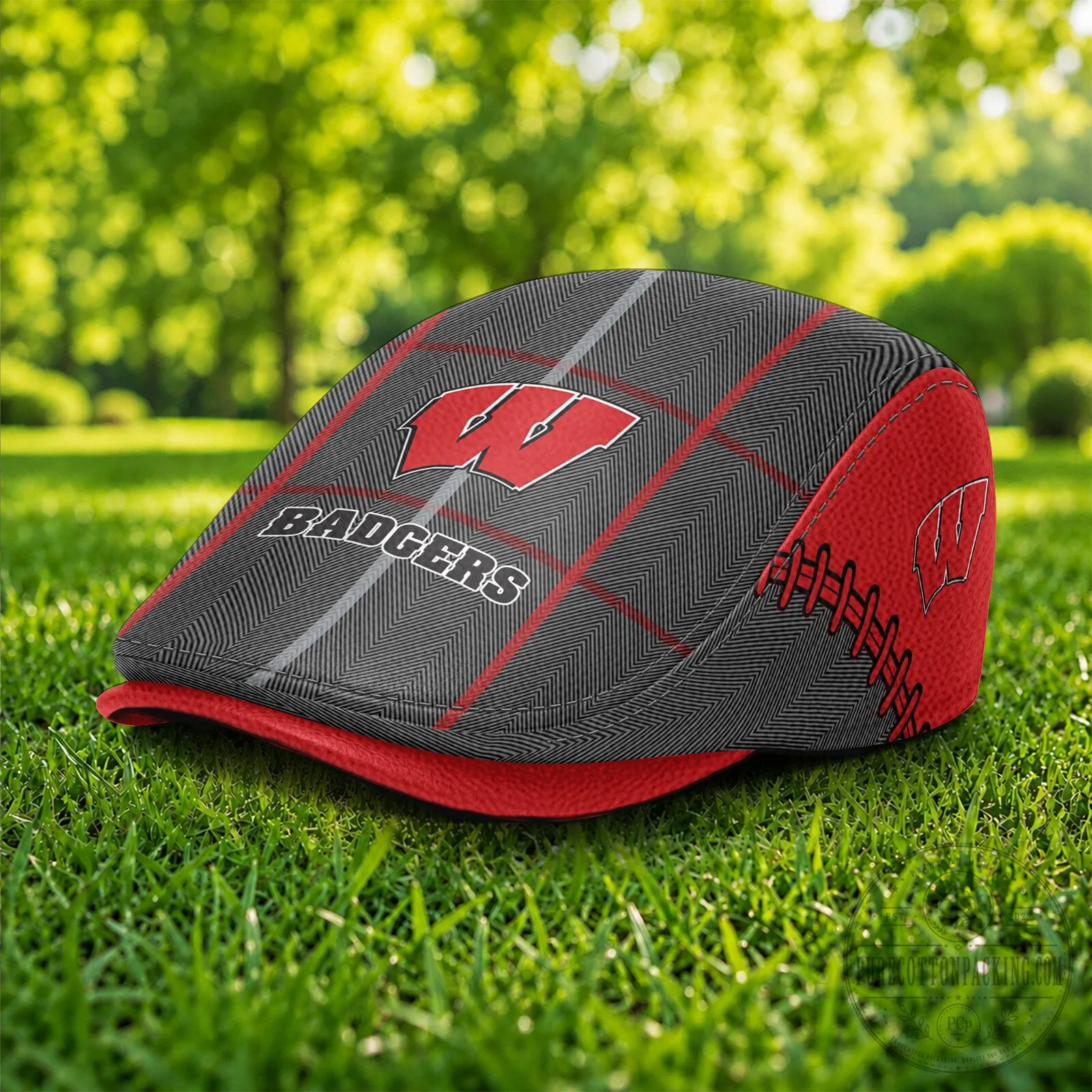 Wisconsin Badgers NCAA Plaid Golf Flat Cap 4 Wisconsin Badgers NCAA Plaid Golf Flat Cap