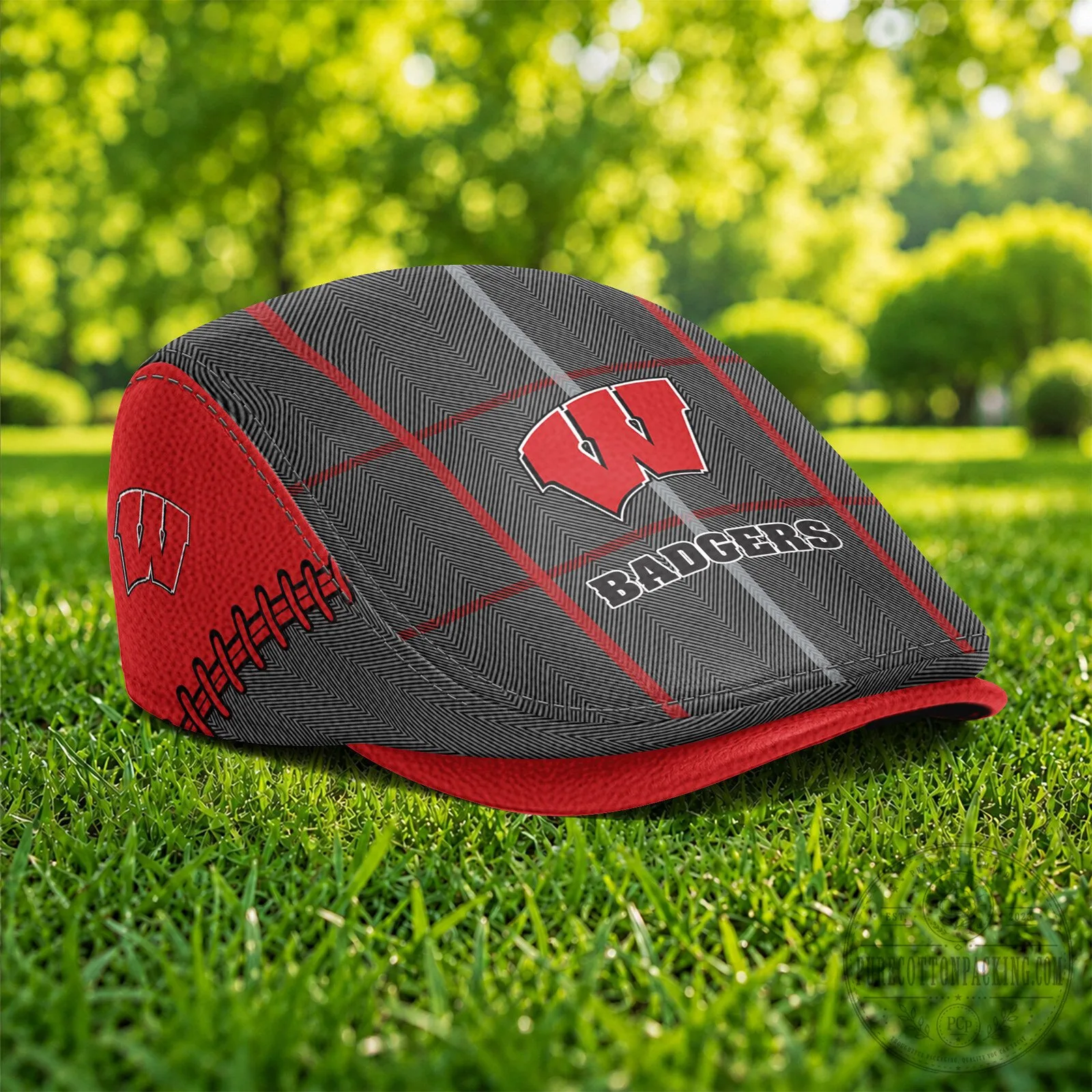 Wisconsin Badgers NCAA Plaid Golf Flat Cap 5 Wisconsin Badgers NCAA Plaid Golf Flat Cap