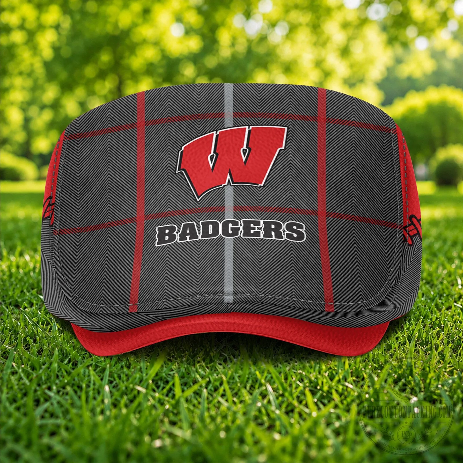Wisconsin Badgers NCAA Plaid Golf Flat Cap 6 Wisconsin Badgers NCAA Plaid Golf Flat Cap