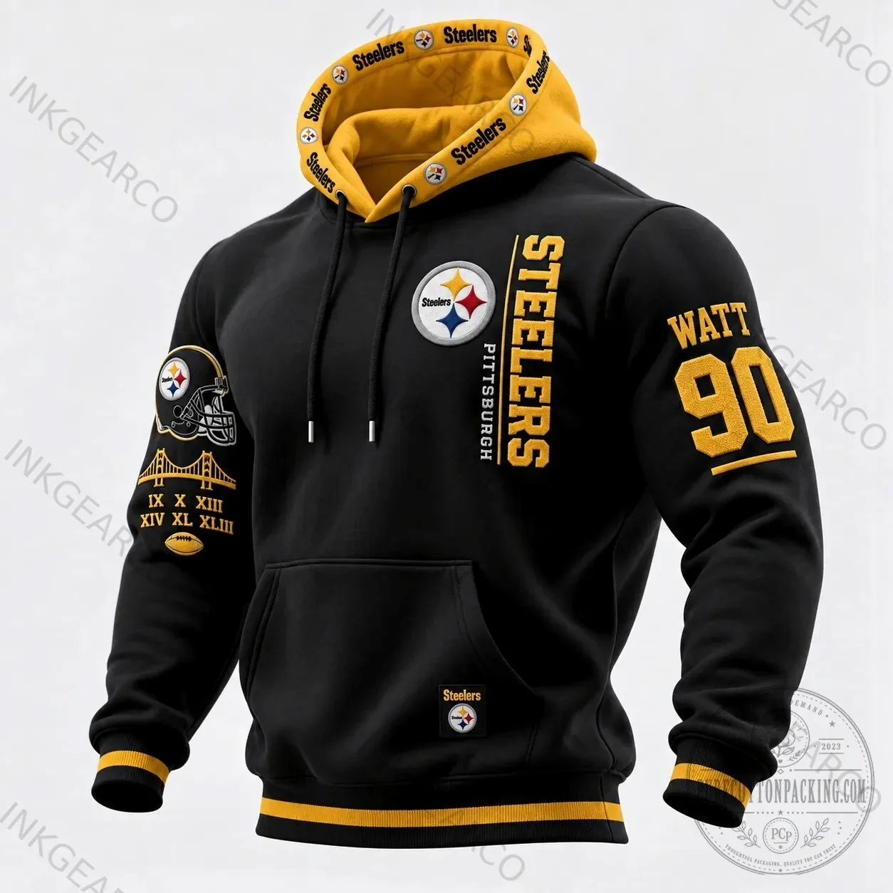 Black and Gold Hoodie featuring the Pittsburgh Steelers NFL Football Team Logo