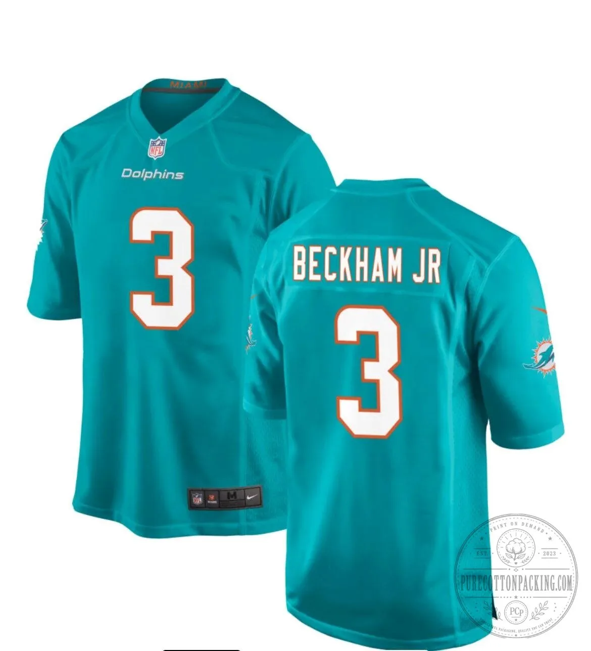 Odell Beckham Junior Miami Dolphins Football Team Number 3 Teal Jersey