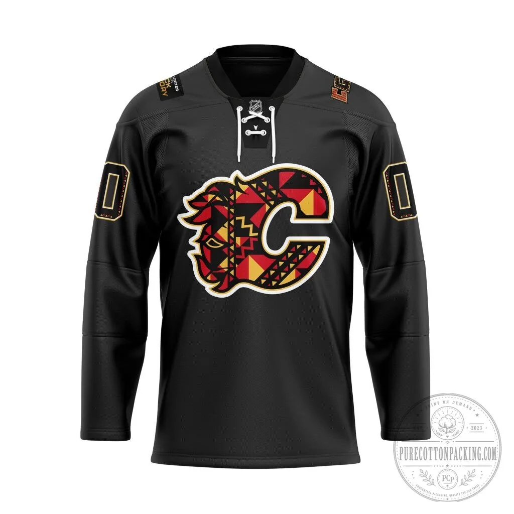 Calgary Flames Personalized Black History Month Lace Hockey Jersey
