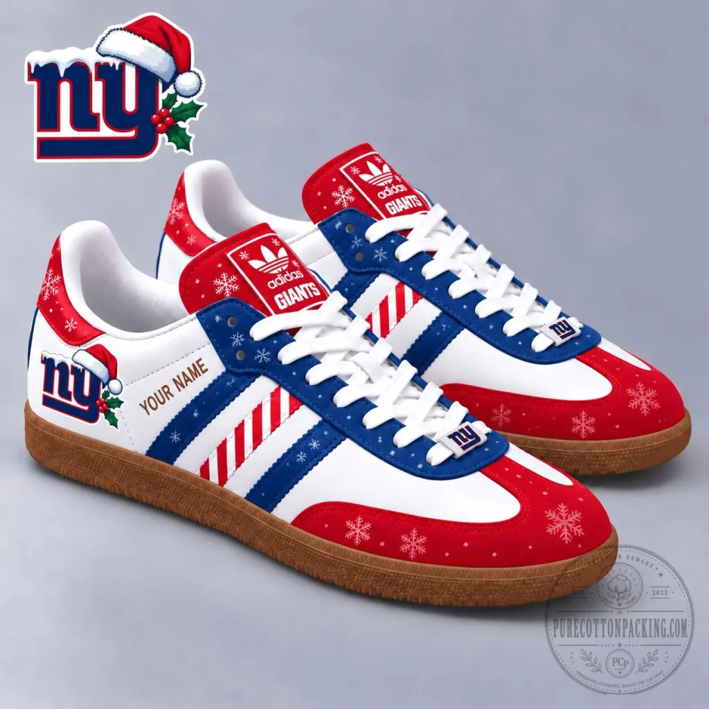 New York Giants Christmas Holiday Custom Name Adidas Samba Shoes New York Giants Christmas Holiday Custom Name Adidas Samba Shoes