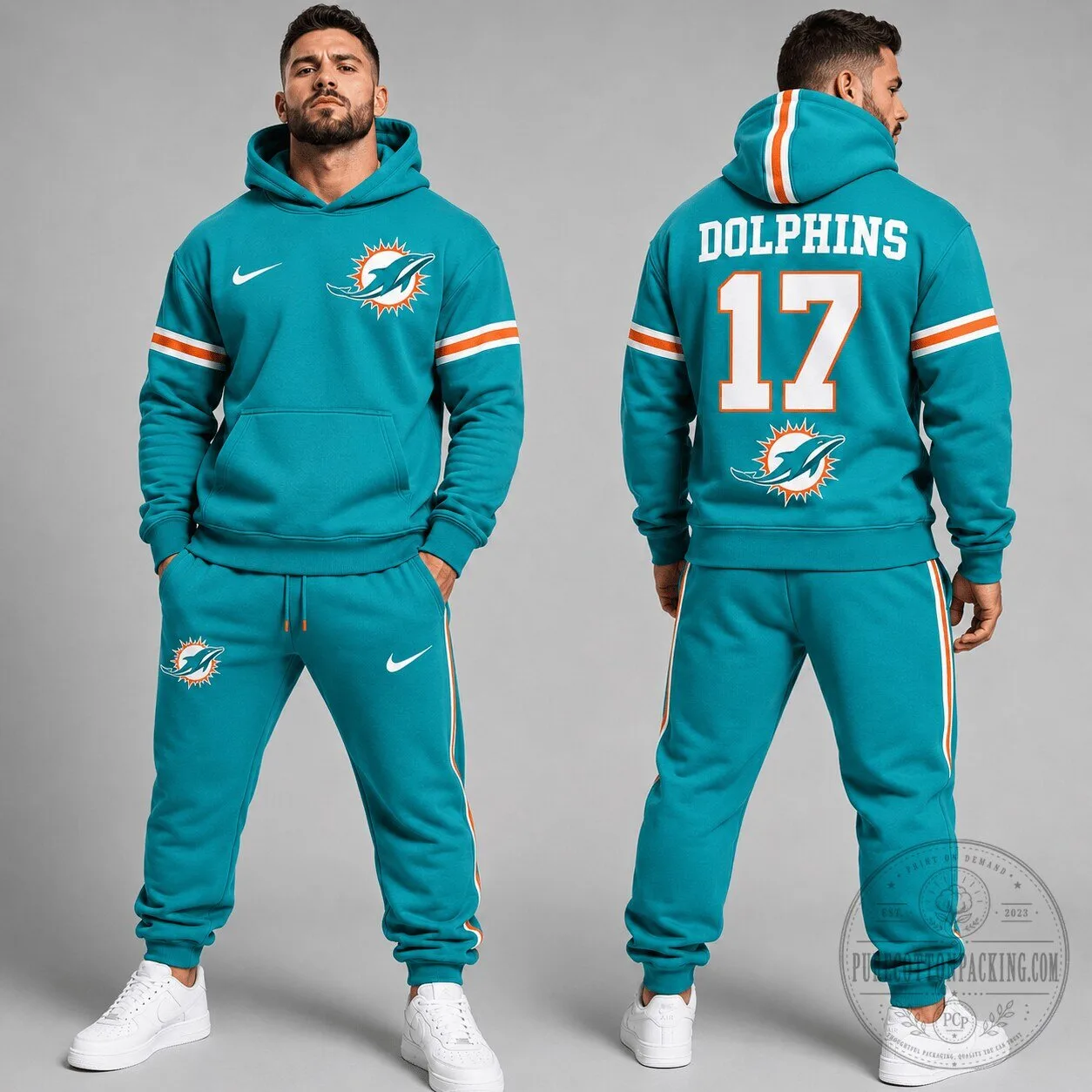 Miami Dolphins Personalized Name and Number Teal Hoodie