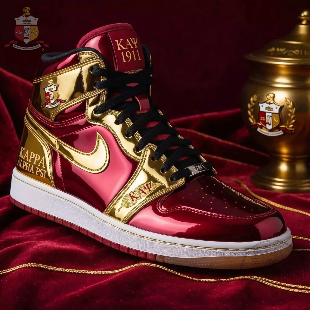 Red and Gold High-Top Athletic Shoes for Kappa Alpha Psi Fraternity Red and Gold High-Top Athletic Shoes for Kappa Alpha Psi Fraternity
