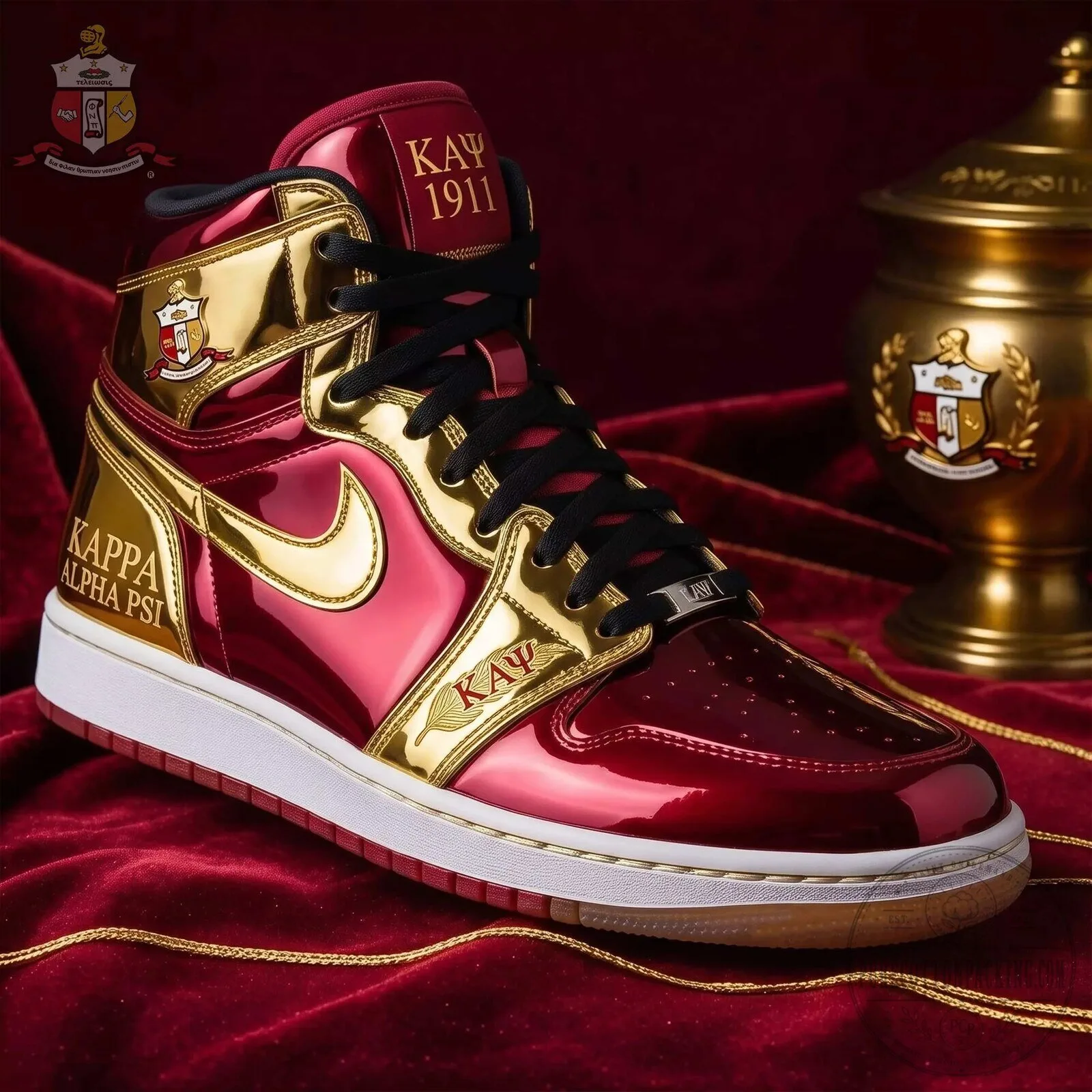 Red and Gold High-Top Athletic Shoes for Kappa Alpha Psi Fraternity 1 Red and Gold High-Top Athletic Shoes for Kappa Alpha Psi Fraternity
