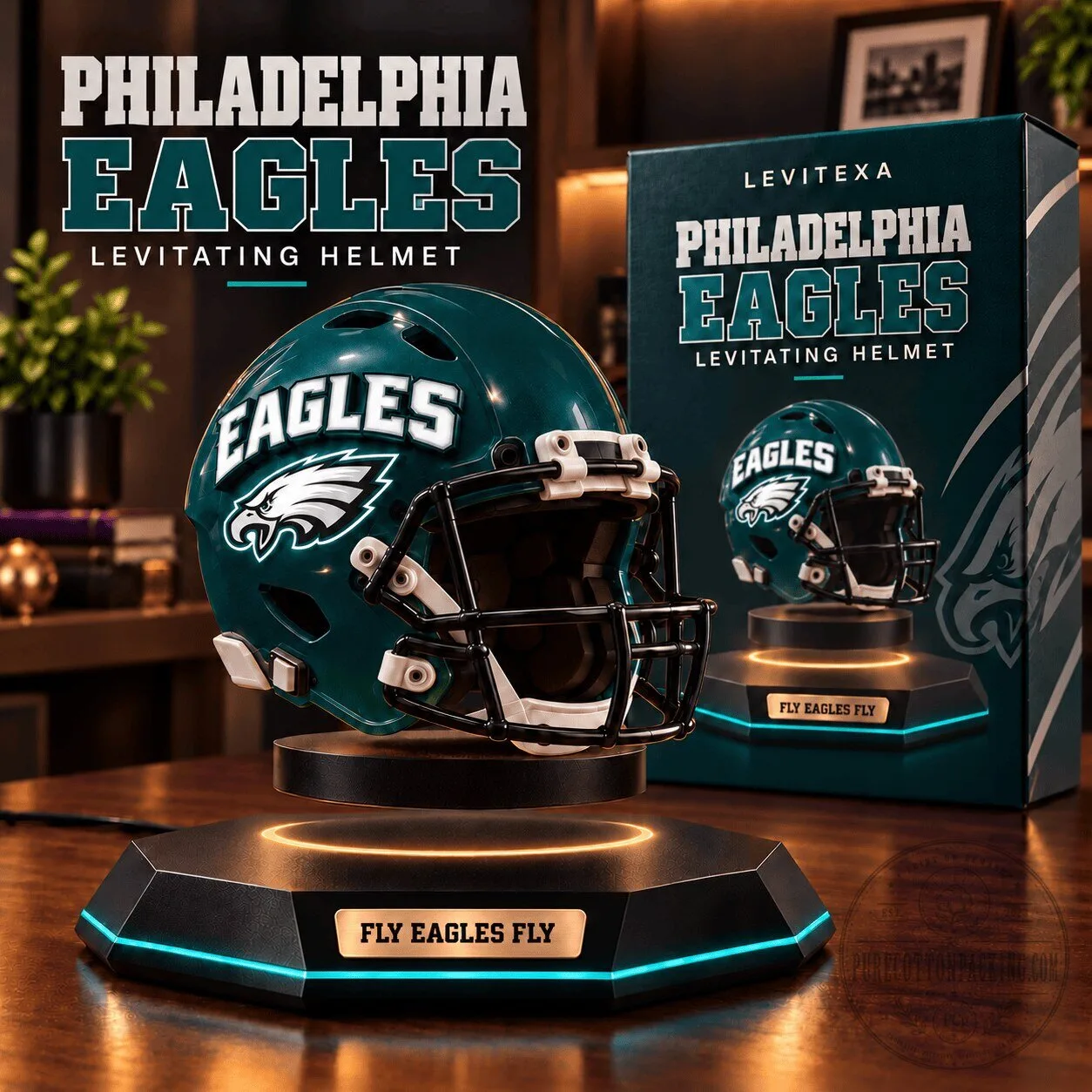 Philadelphia Eagles NFL Levitating Football Helmet Display