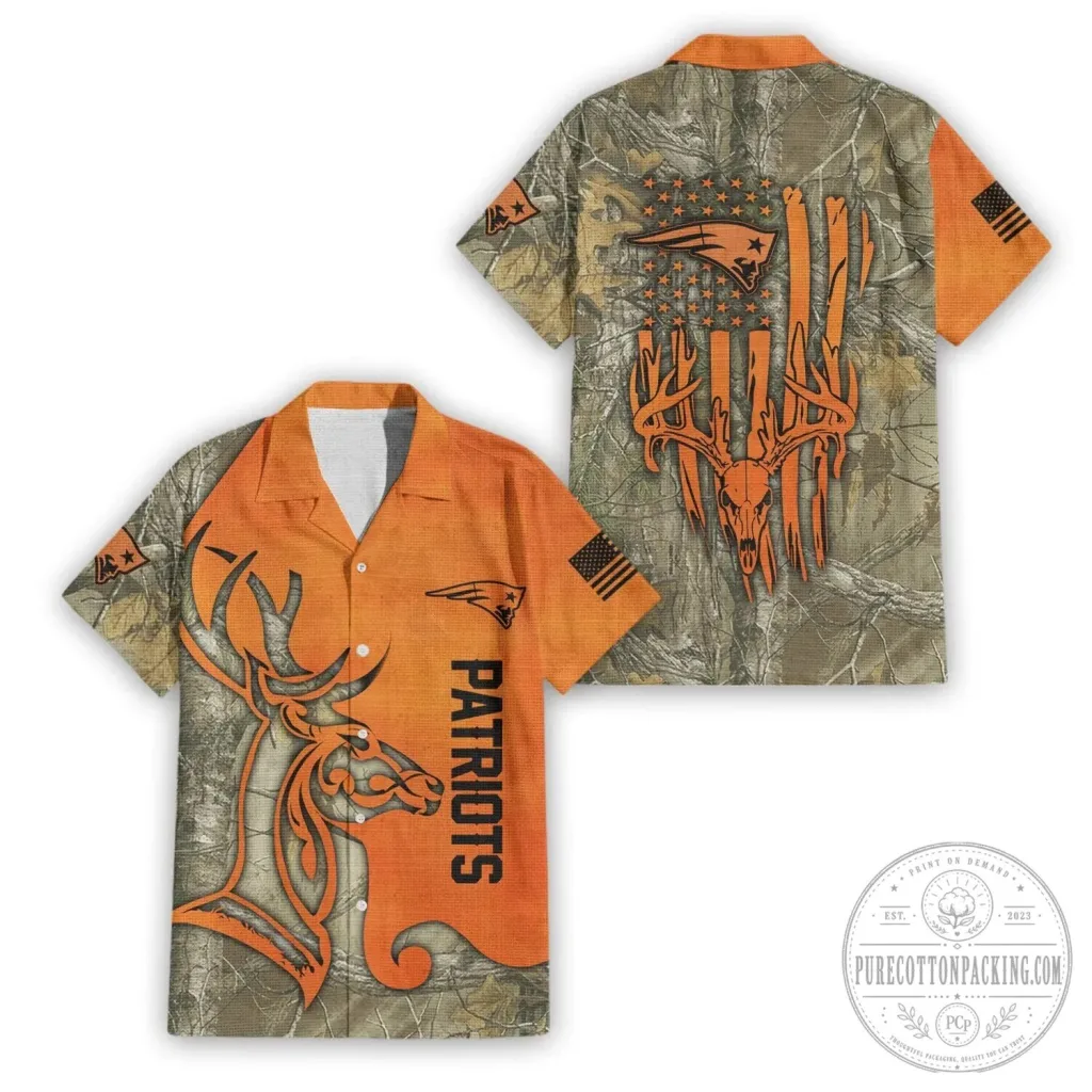 New England Patriots Hunting Deer Camouflage Hawaiian Shirt New England Patriots Hunting Deer Camouflage Hawaiian Shirt