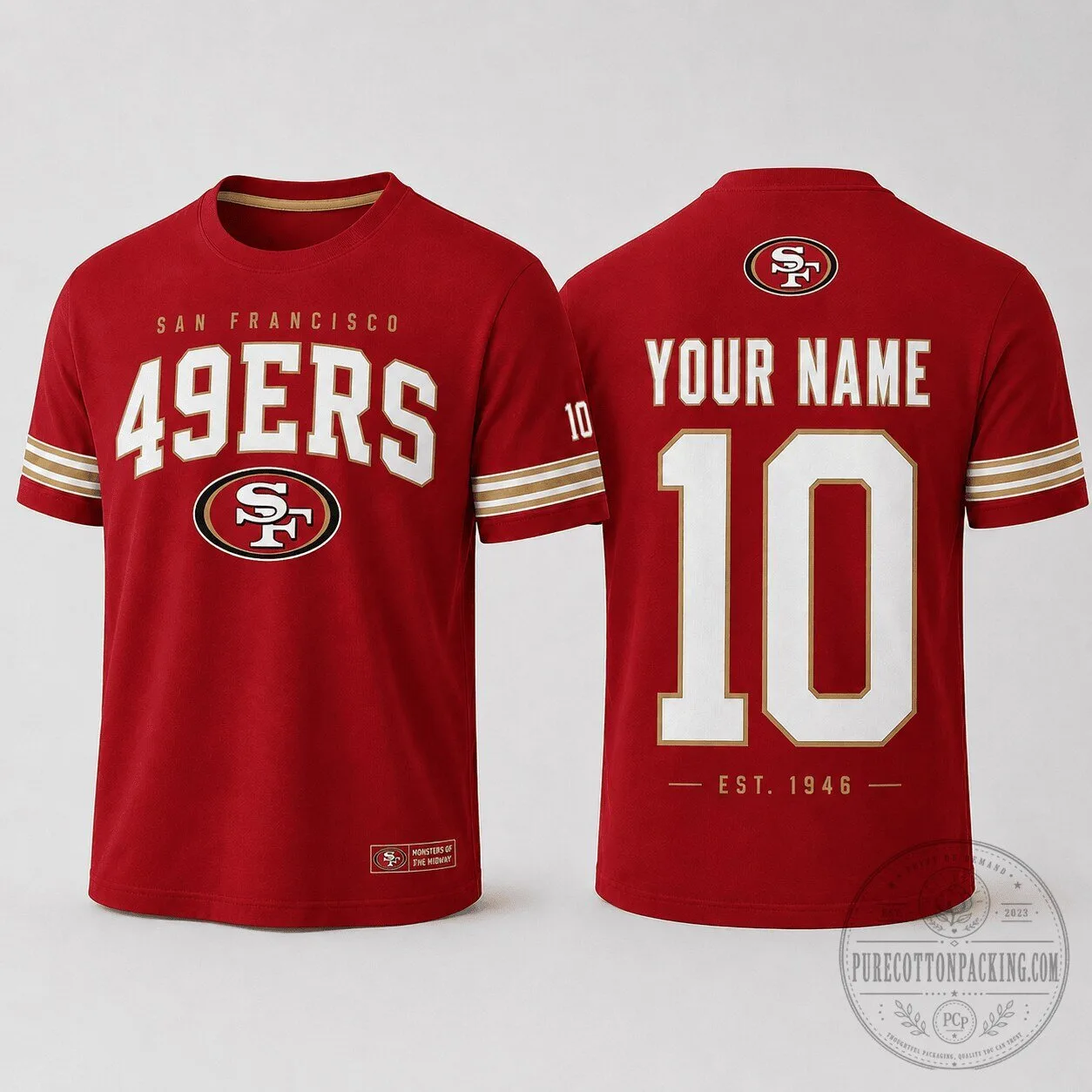 San Francisco 49ers Shirt, Custom Name and Number Football Fan T-Shirt