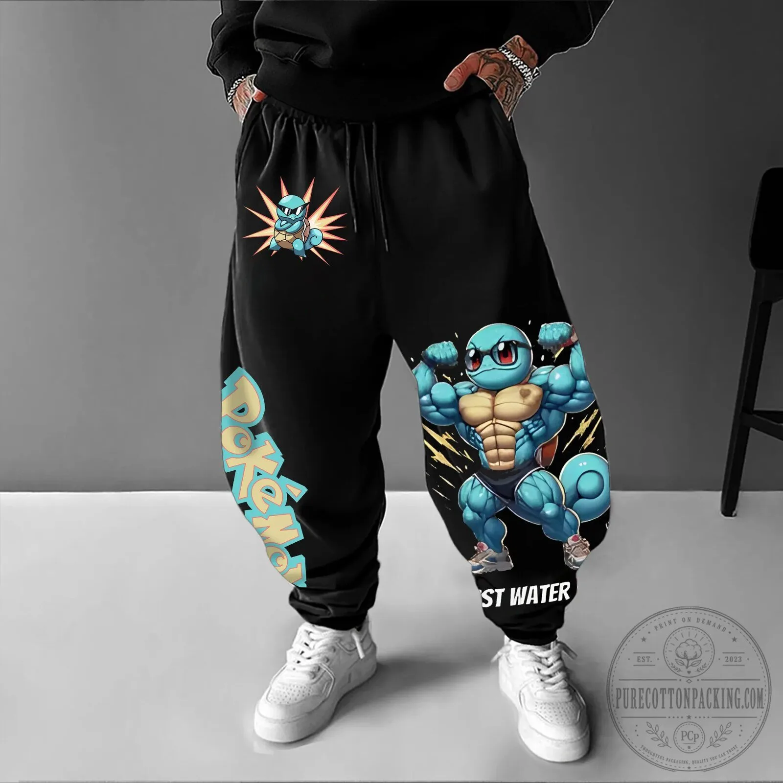 Pokemon Squirtle Muscle Gym Training Jogger Sweatpants