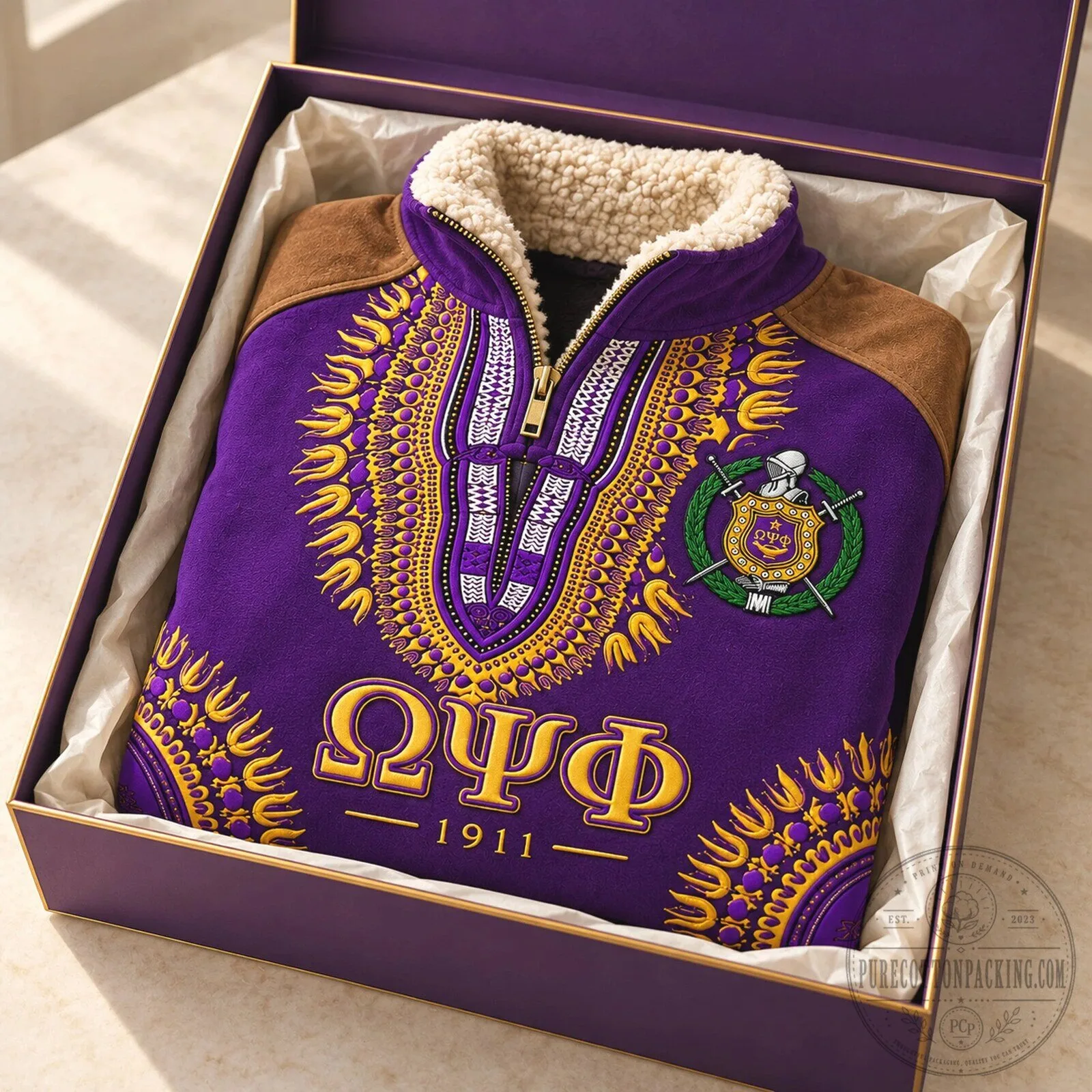 Omega Psi Phi Fraternity Quarter Zip Sherpa Pullover Sweatshirt 5 Omega Psi Phi Fraternity Quarter Zip Sherpa Pullover Sweatshirt