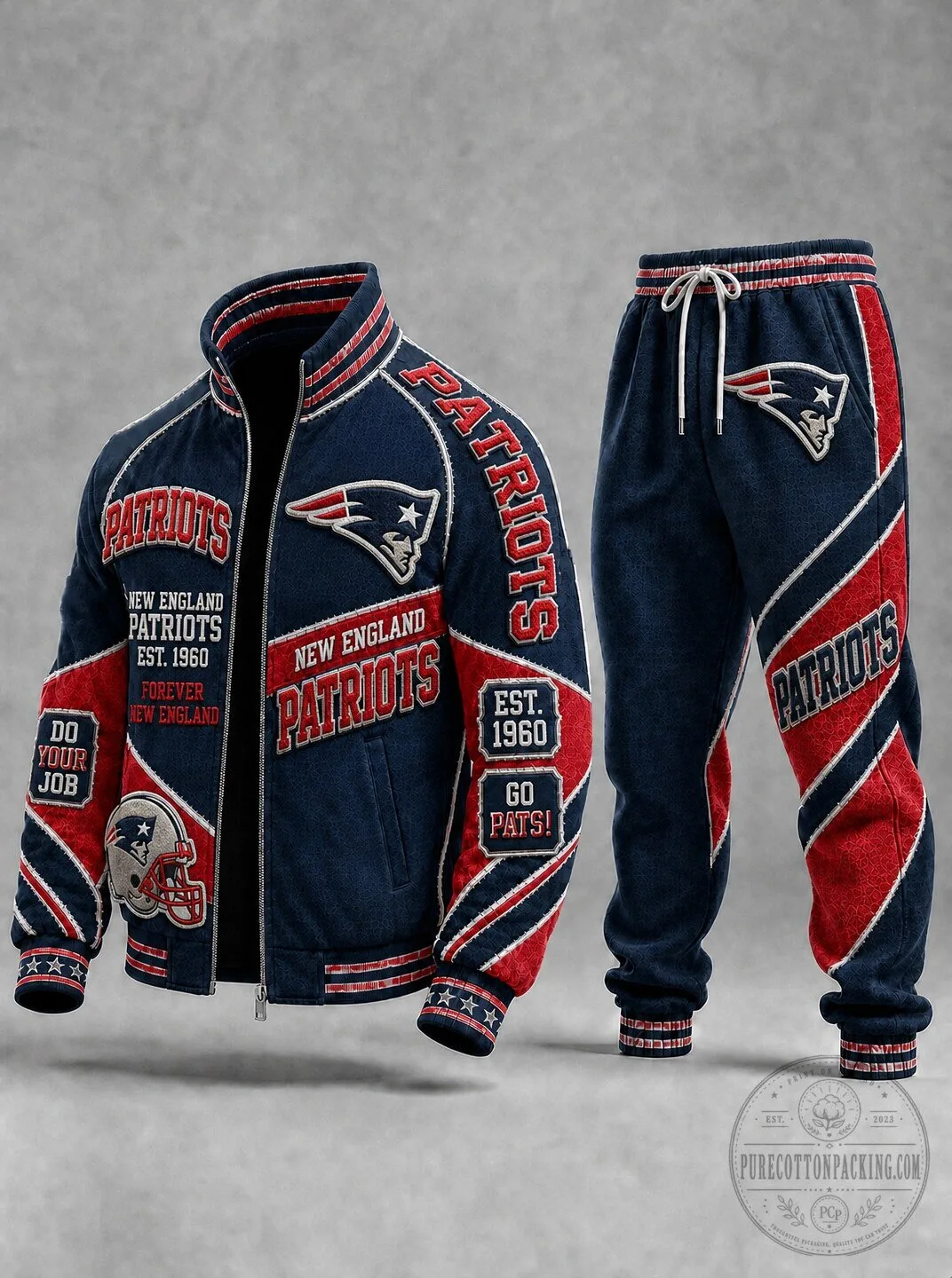 New England Patriots Football Team Navy Blue Red Colorblock Jacket