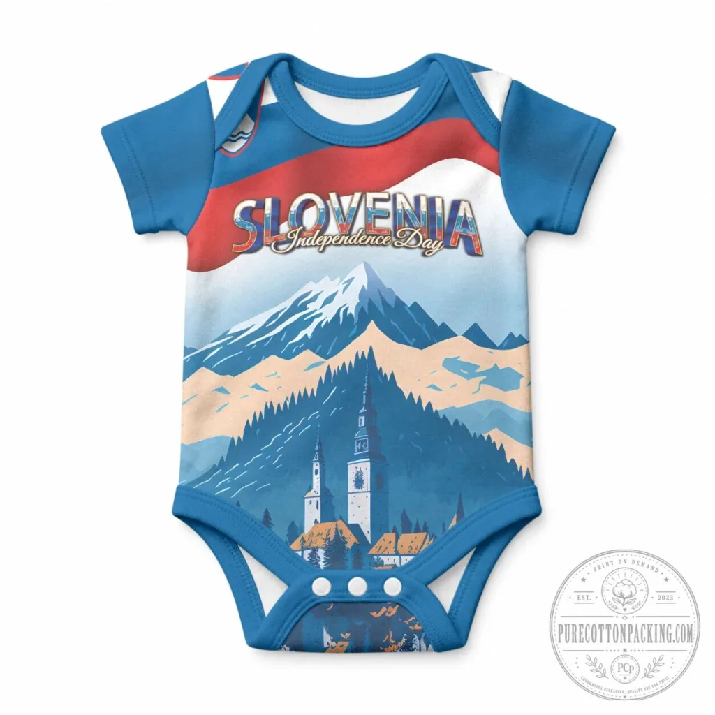 Slovenia Independence Day Lake Bled Julian Alps Baby Romper Slovenia Independence Day Lake Bled Julian Alps Baby Romper
