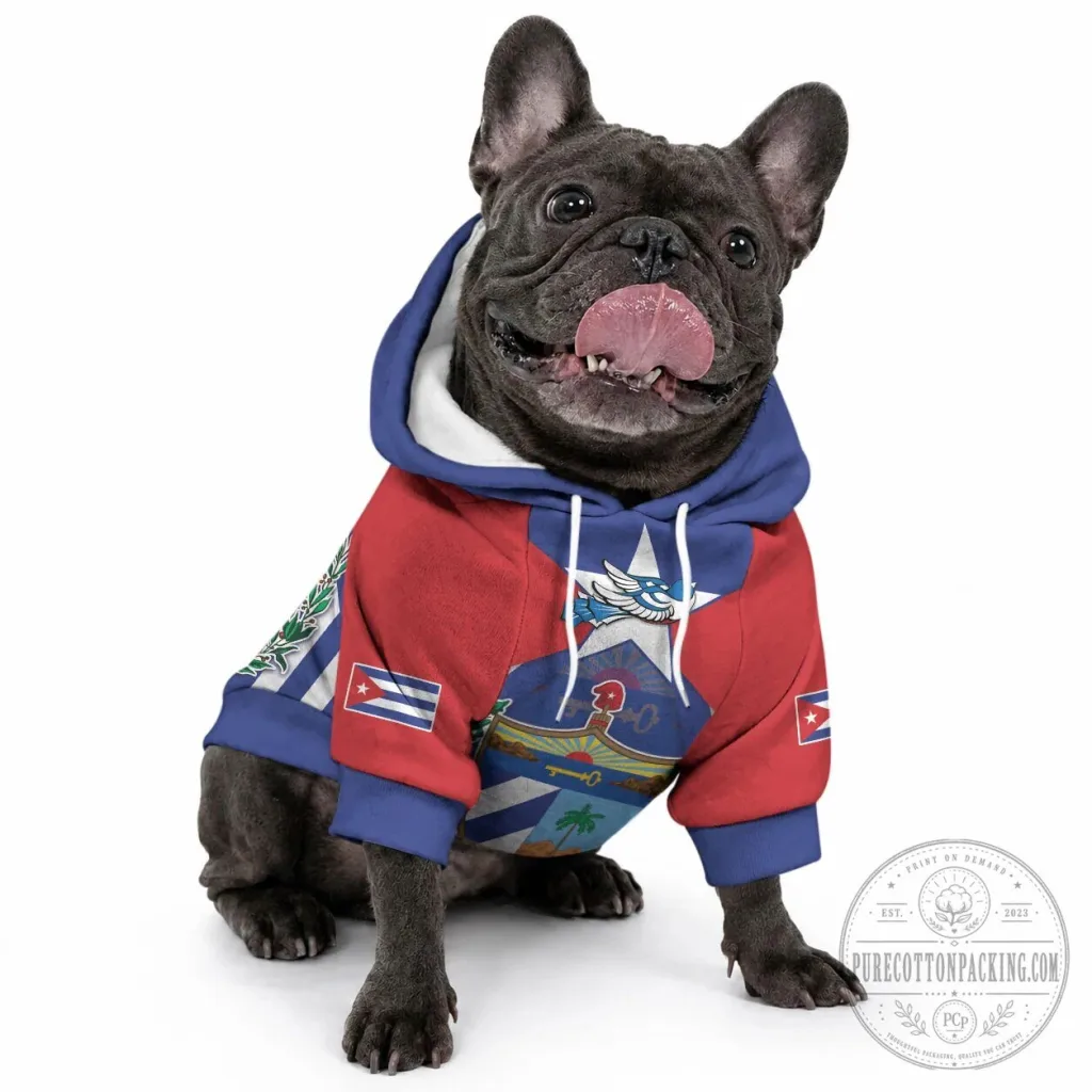 Cuban Trogon With Coat of Arms Pet Hoodie Viva Cuba Libre Dog Apparel Cuban Trogon With Coat of Arms Pet Hoodie Viva Cuba Libre Dog Apparel
