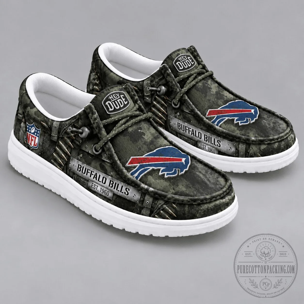Buffalo Bills NFL Camouflage Team Logo Slip-On Loafer Shoes for Men and Women