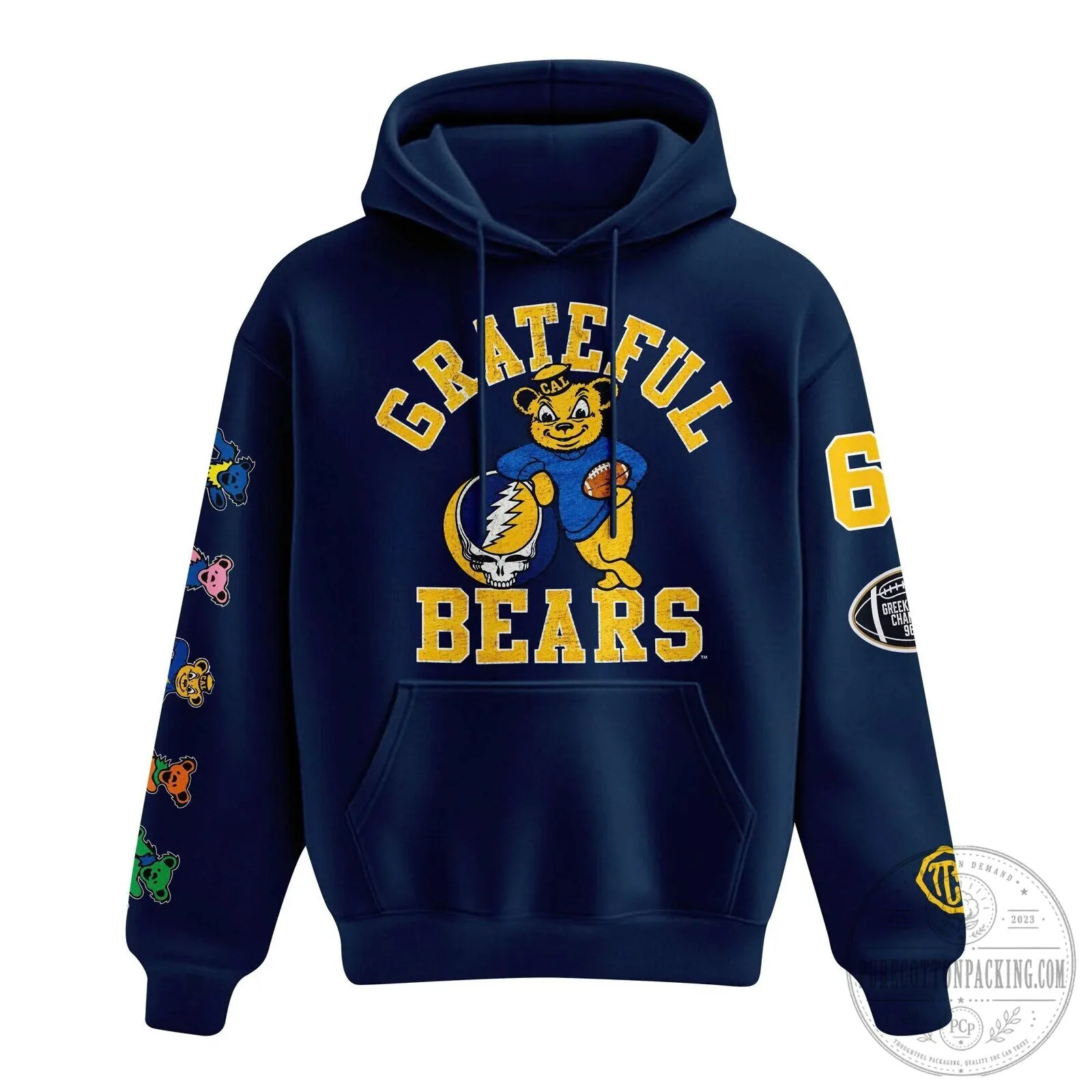California Golden Bears Football Grateful Dead Inspired Navy Hoodie 5 California Golden Bears Football Grateful Dead Inspired Navy Hoodie