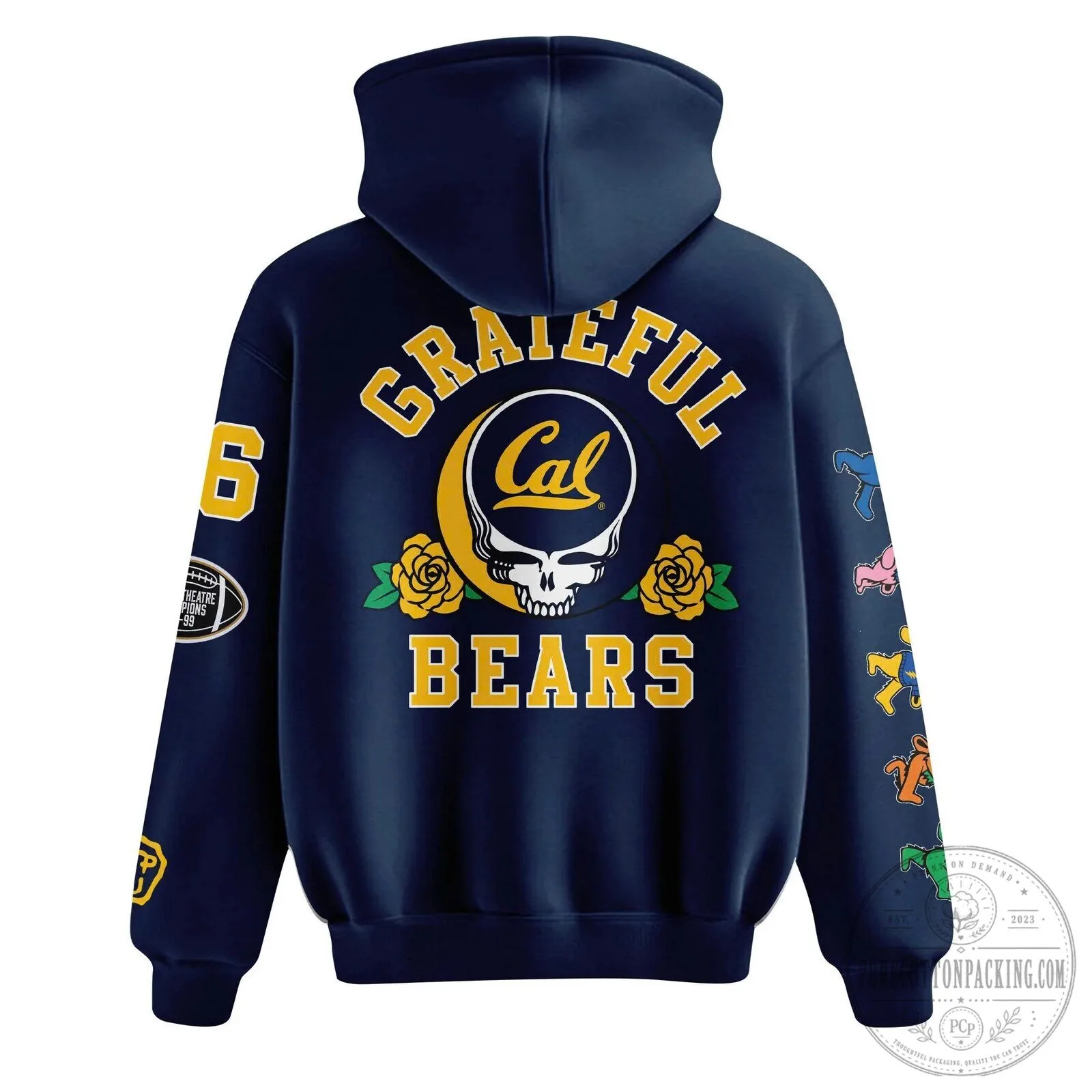 California Golden Bears Football Grateful Dead Inspired Navy Hoodie 6 California Golden Bears Football Grateful Dead Inspired Navy Hoodie